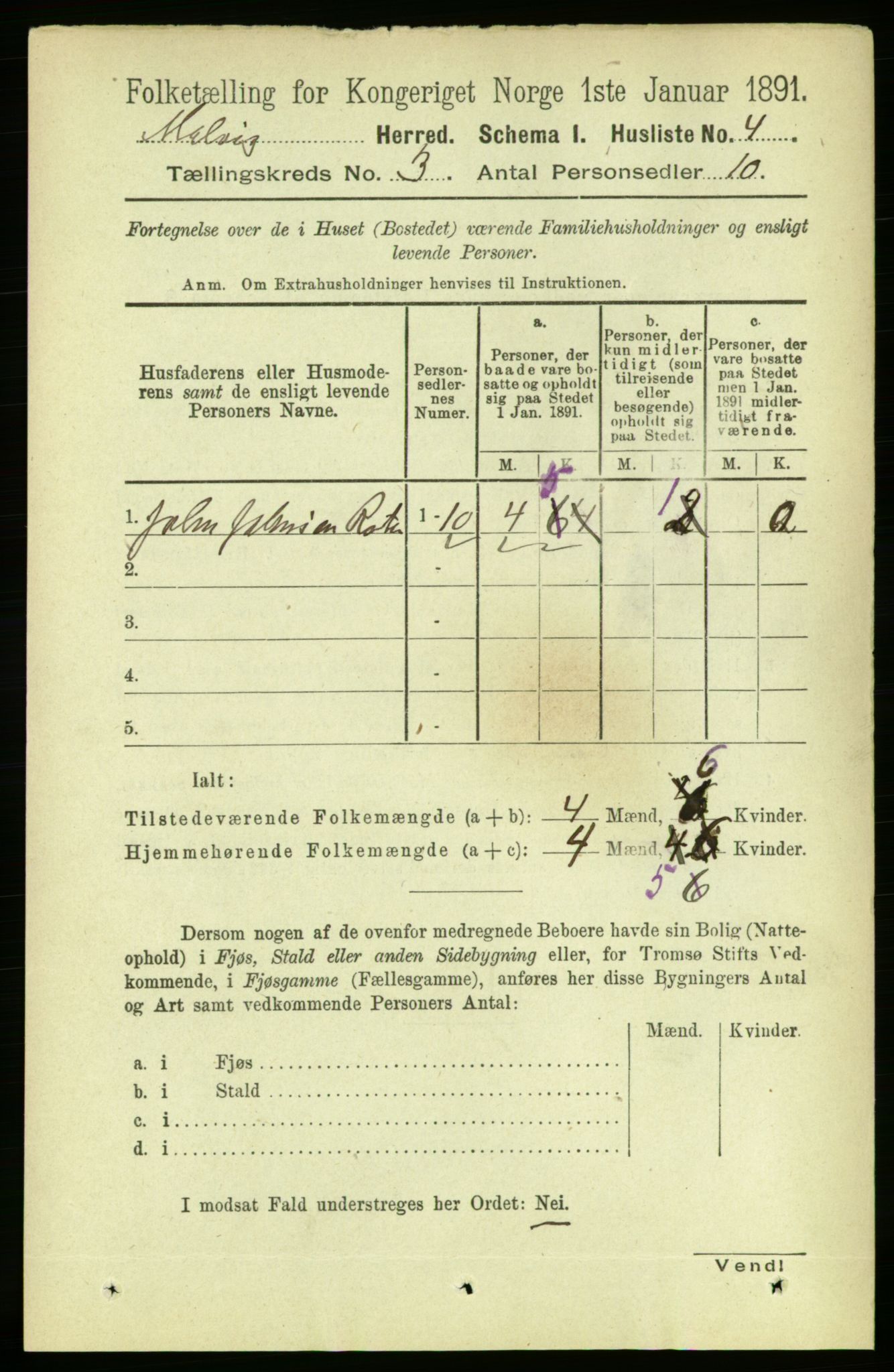 RA, Folketelling 1891 for 1663 Malvik herred, 1891, s. 1367