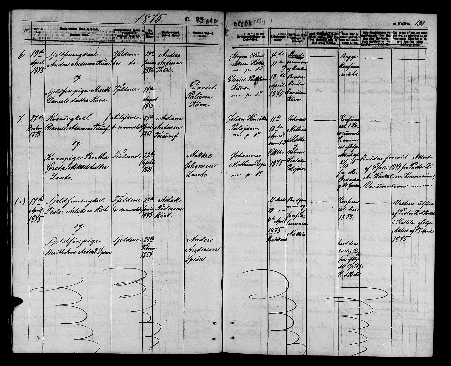 Kautokeino sokneprestembete, AV/SATØ-S-1340/H/Hb/L0001.klokk: Klokkerbok nr. 1, 1862-1878, s. 131