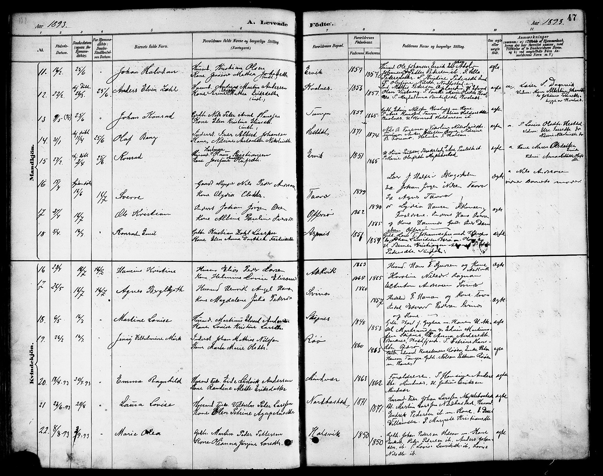 Ministerialprotokoller, klokkerbøker og fødselsregistre - Nordland, AV/SAT-A-1459/817/L0268: Klokkerbok nr. 817C03, 1884-1920, s. 47