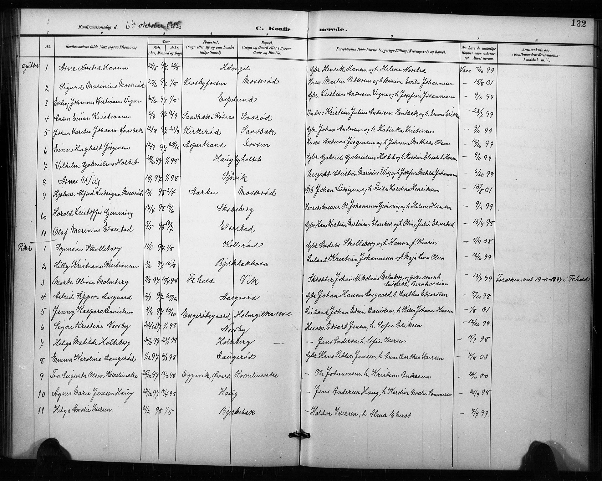 Aremark prestekontor Kirkebøker, AV/SAO-A-10899/G/Ga/L0002: Klokkerbok nr. I 2, 1901-1928, s. 132