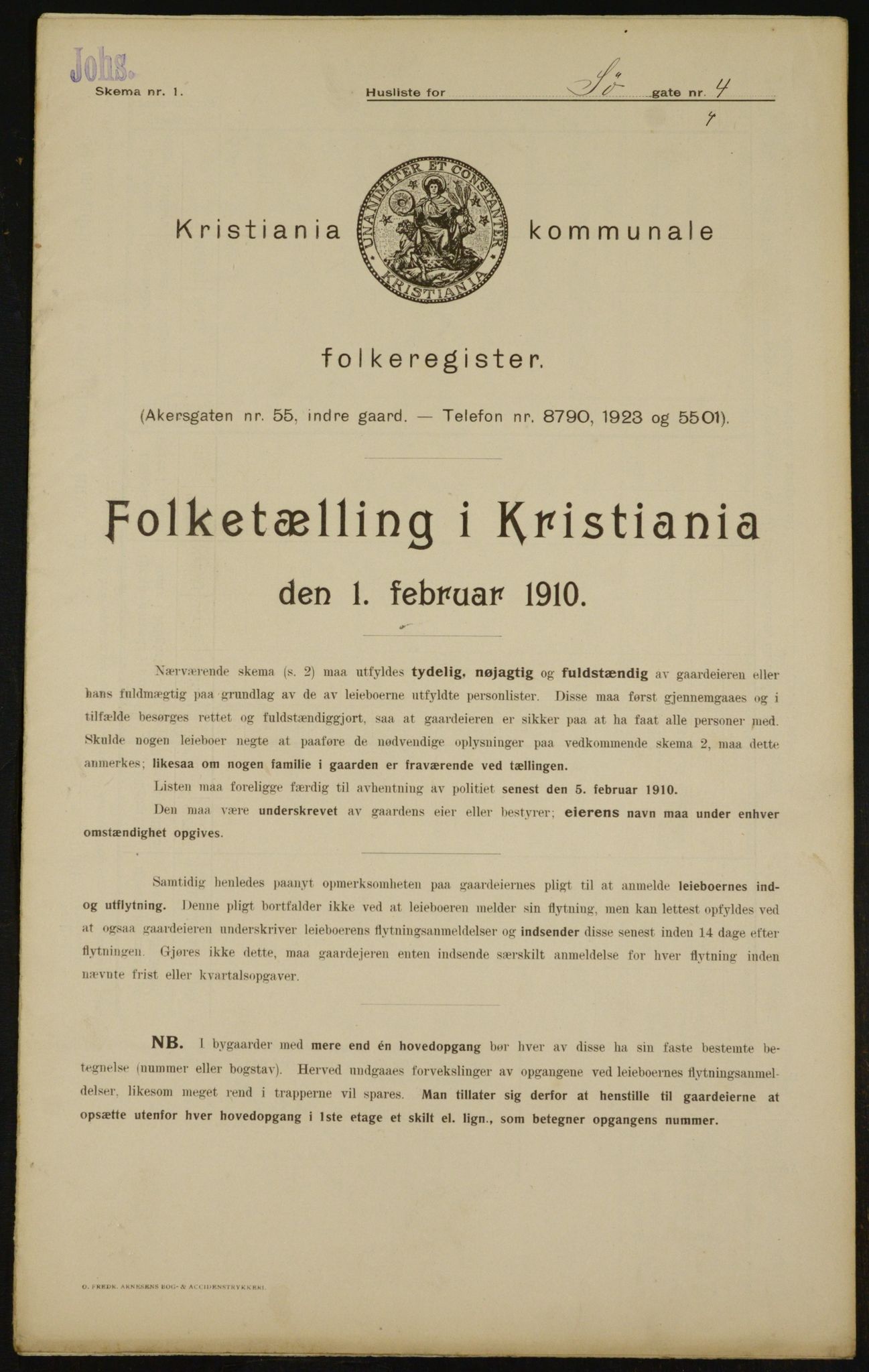 OBA, Kommunal folketelling 1.2.1910 for Kristiania, 1910, s. 100813