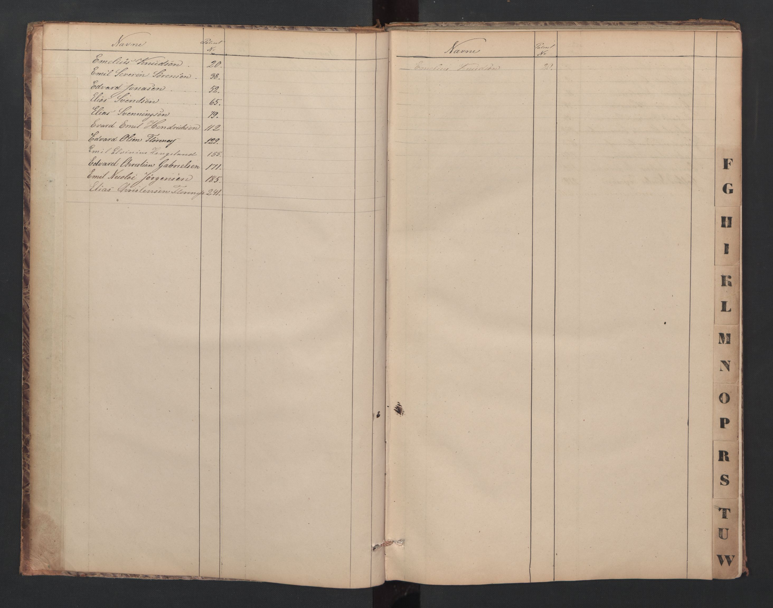 Lillesand mønstringskrets, SAK/2031-0014/F/Fc/L0001: Skipper- og styrmannsrulle nr 1-251 med register, W-21, 1860-1868, s. 5