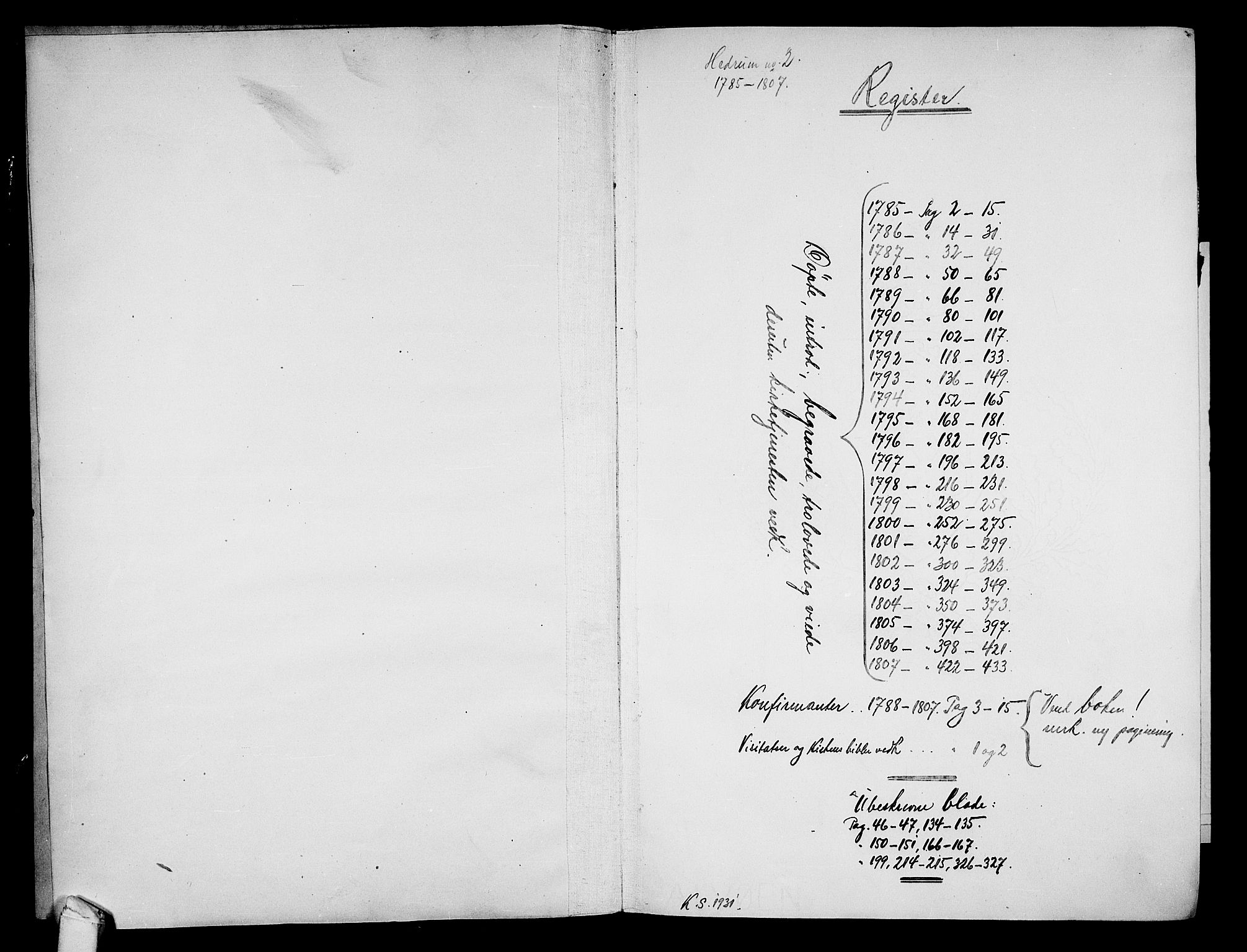 SAKO, Hedrum kirkebøker, SAKO/A-344/F/Fa/L0002Ministerialbok nr. I 2, 1785-1807