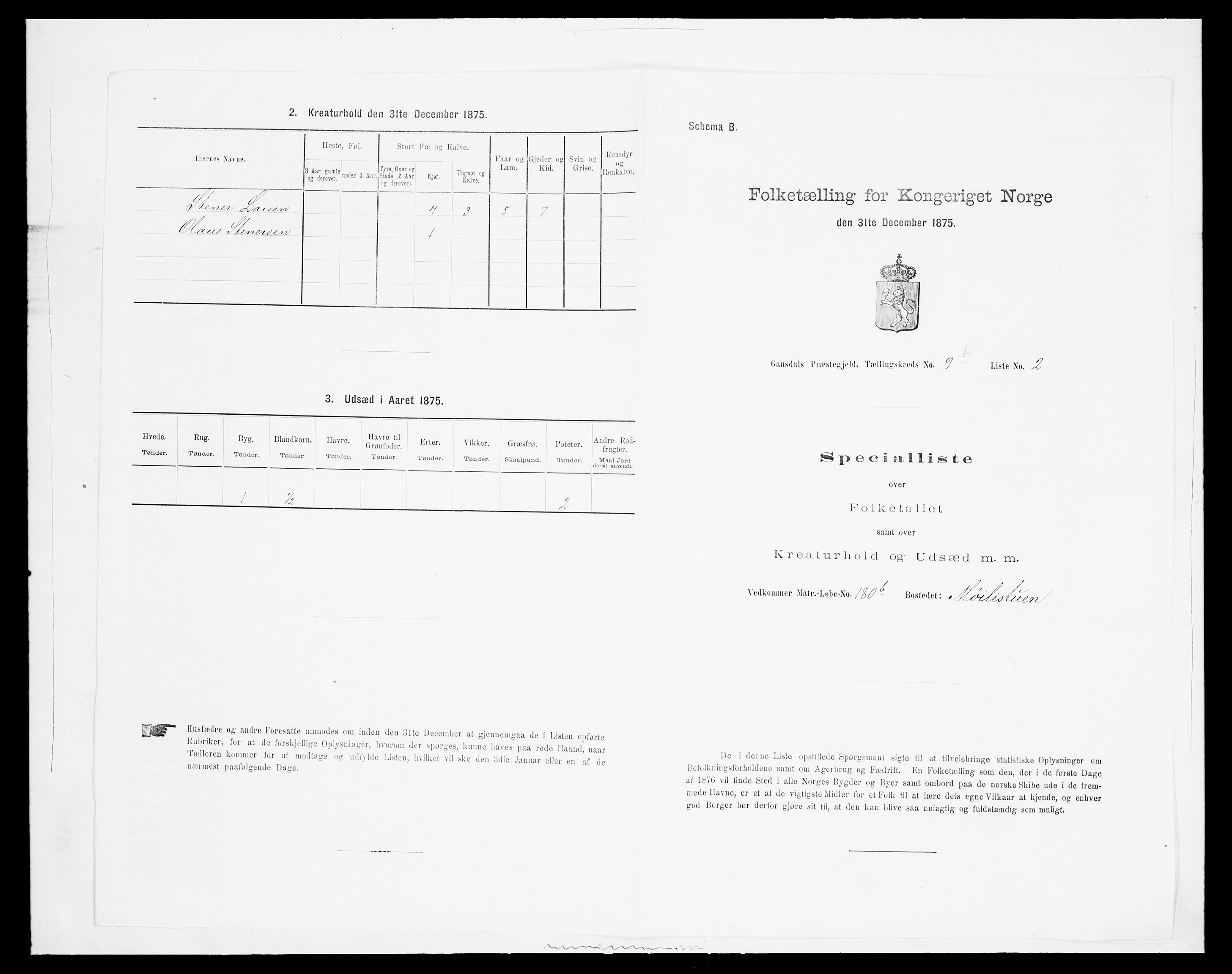 SAH, Folketelling 1875 for 0522P Gausdal prestegjeld, 1875, s. 1598