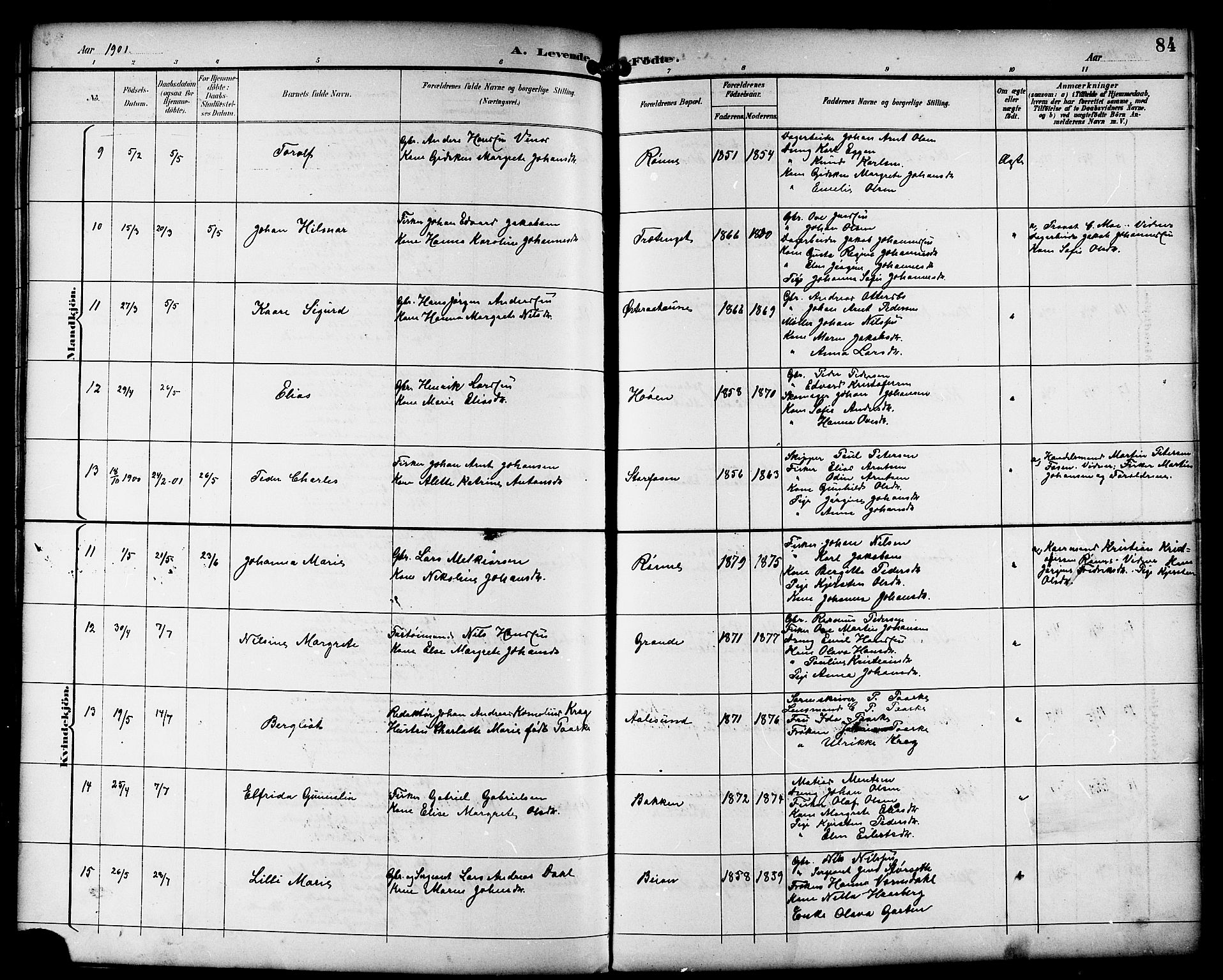 Ministerialprotokoller, klokkerbøker og fødselsregistre - Sør-Trøndelag, SAT/A-1456/659/L0746: Klokkerbok nr. 659C03, 1893-1912, s. 84
