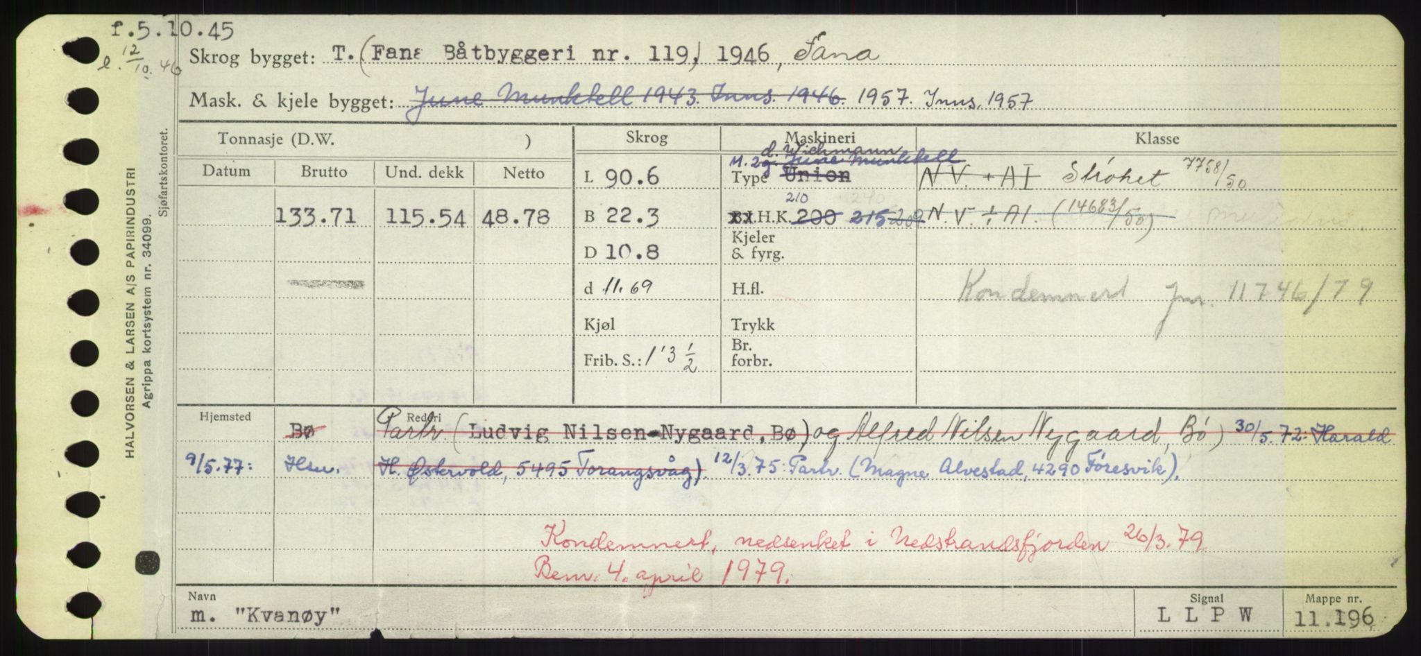 Sjøfartsdirektoratet med forløpere, Skipsmålingen, RA/S-1627/H/Hd/L0021: Fartøy, Kor-Kår, s. 289