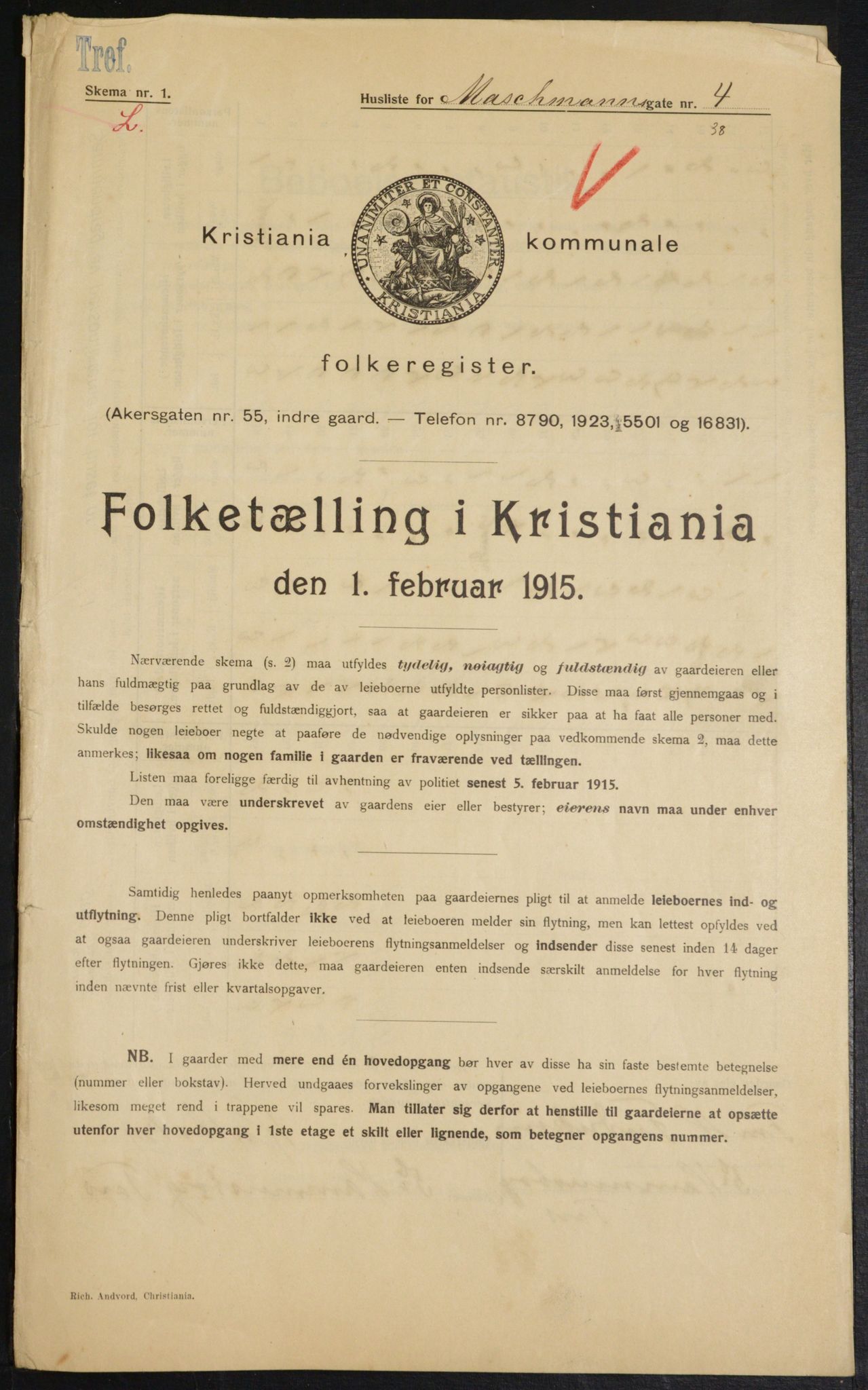 OBA, Kommunal folketelling 1.2.1915 for Kristiania, 1915, s. 64180