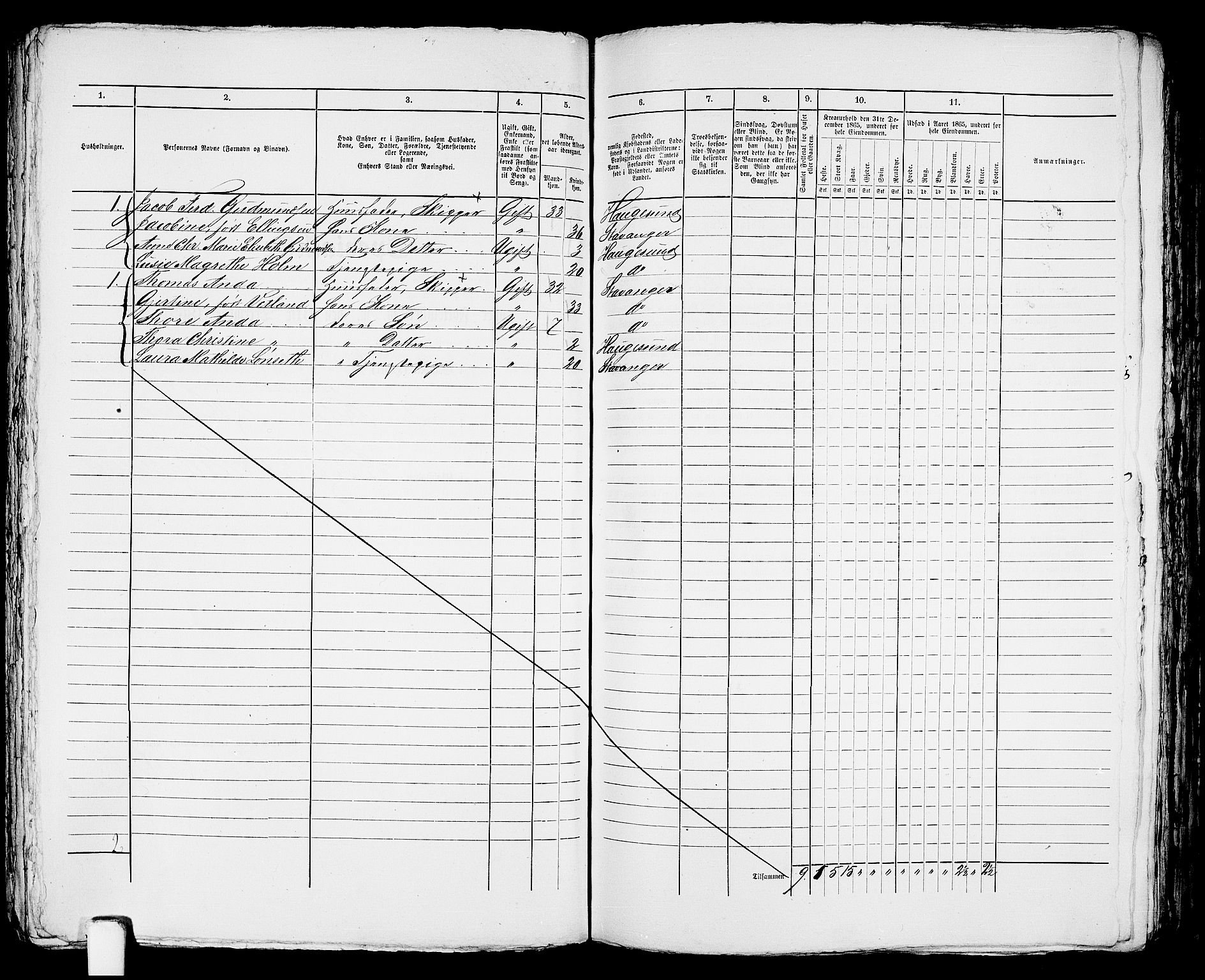 RA, Folketelling 1865 for 1106B Torvastad prestegjeld, Haugesund ladested, 1865, s. 324