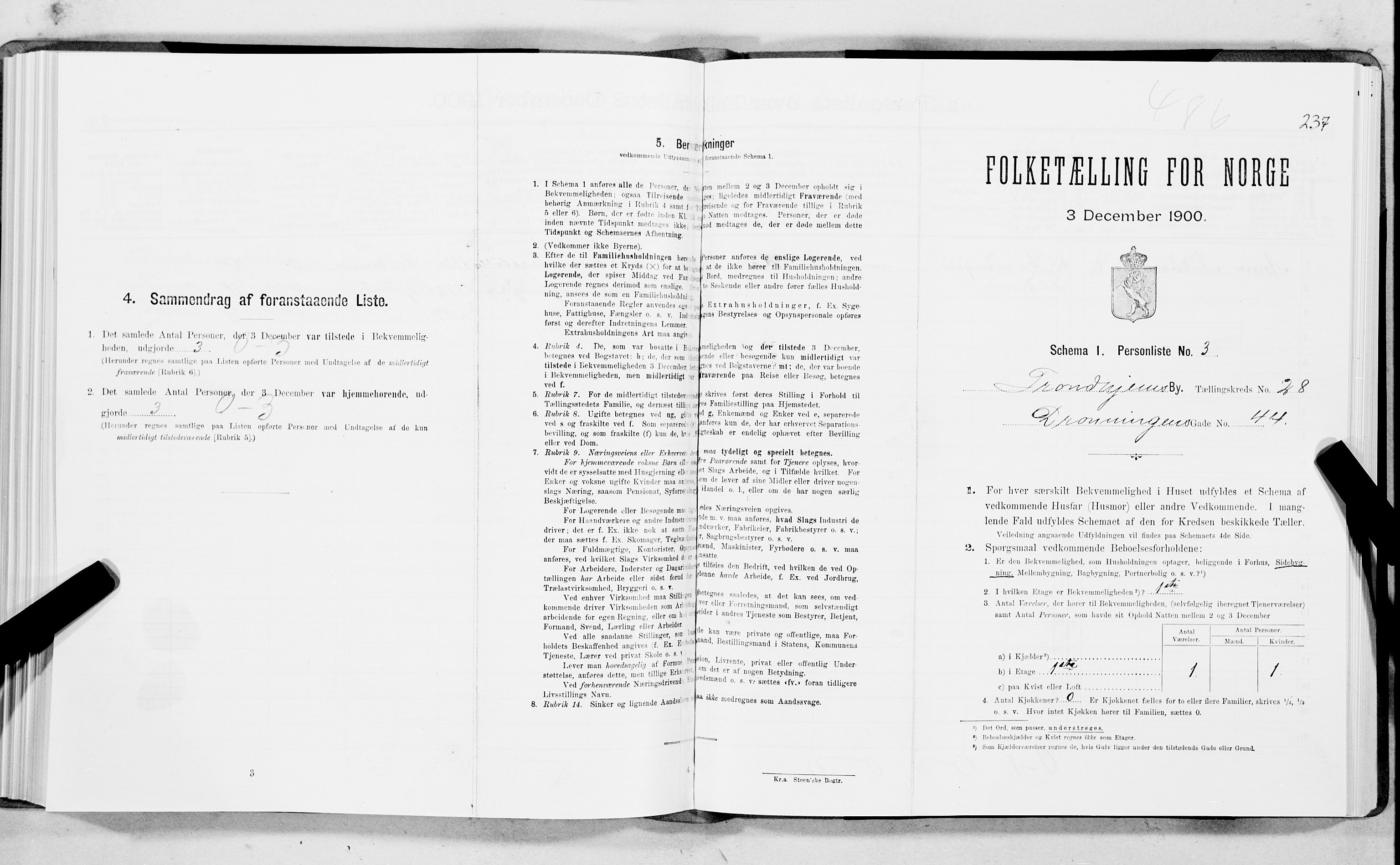 SAT, Folketelling 1900 for 1601 Trondheim kjøpstad, 1900, s. 4245