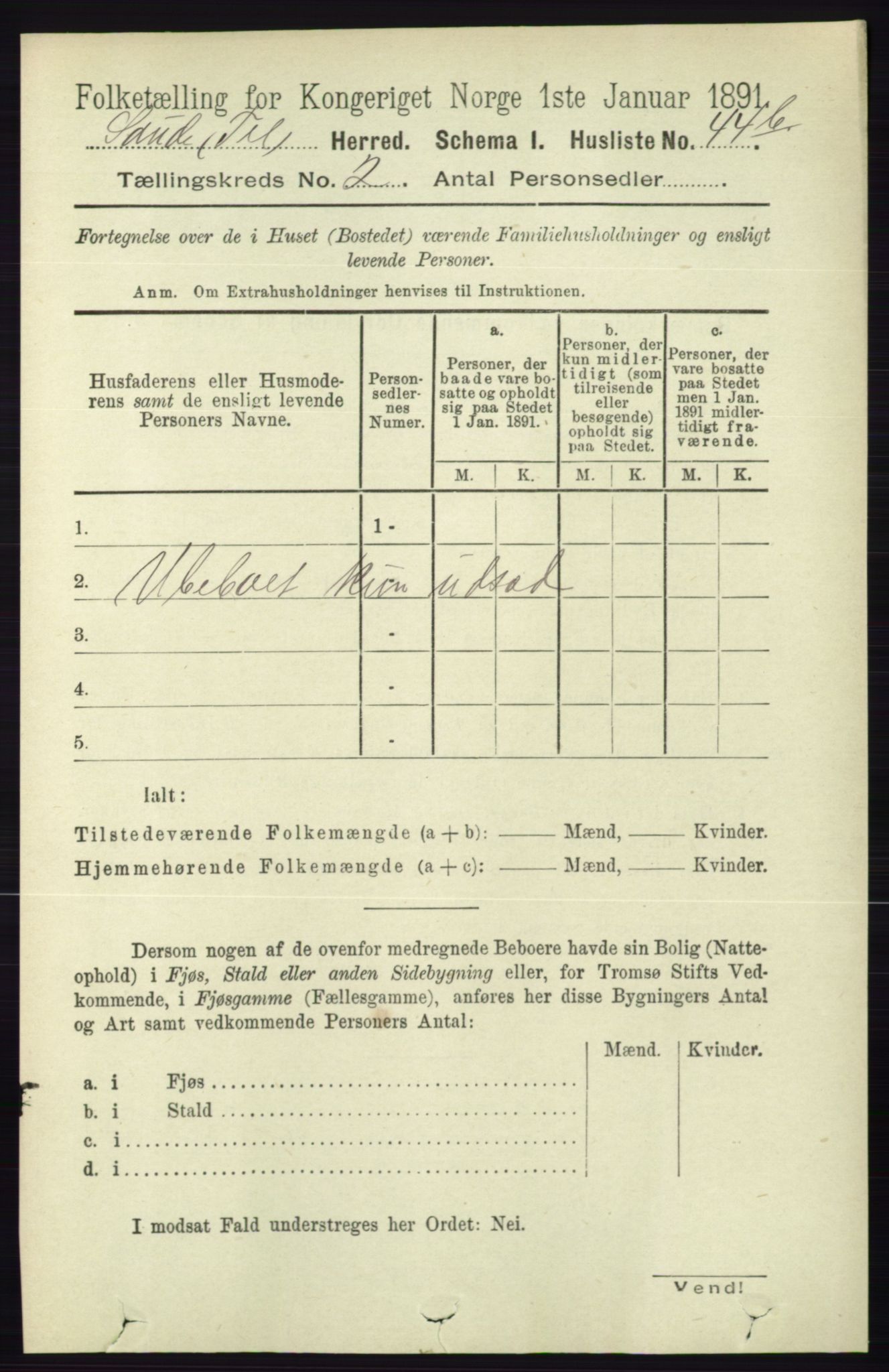 RA, Folketelling 1891 for 0822 Sauherad herred, 1891, s. 445