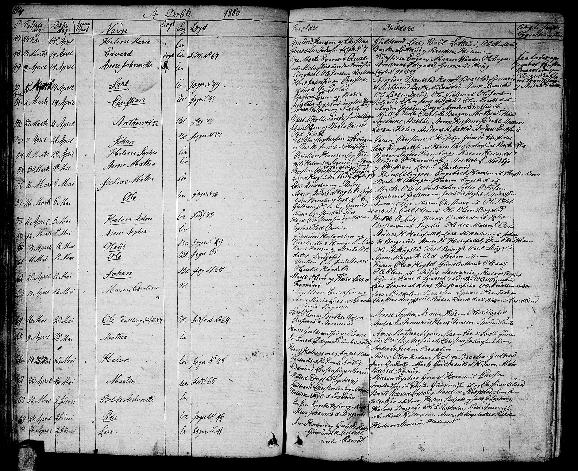 Aurskog prestekontor Kirkebøker, AV/SAO-A-10304a/G/Ga/L0002: Klokkerbok nr. I 2, 1829-1857, s. 154