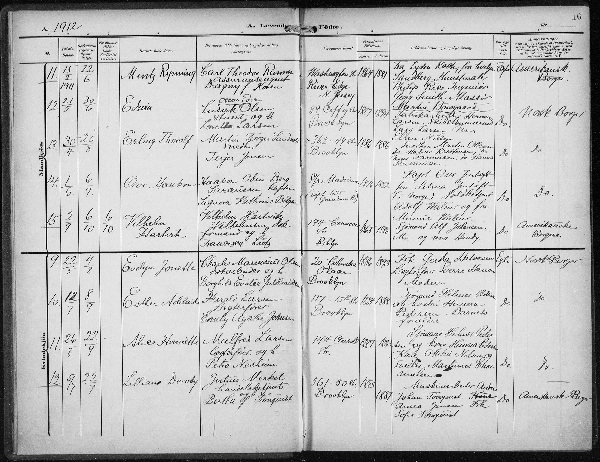 Den norske sjømannsmisjon i utlandet/New York, AV/SAB-SAB/PA-0110/H/Ha/L0006: Ministerialbok nr. A 6, 1909-1914, s. 16
