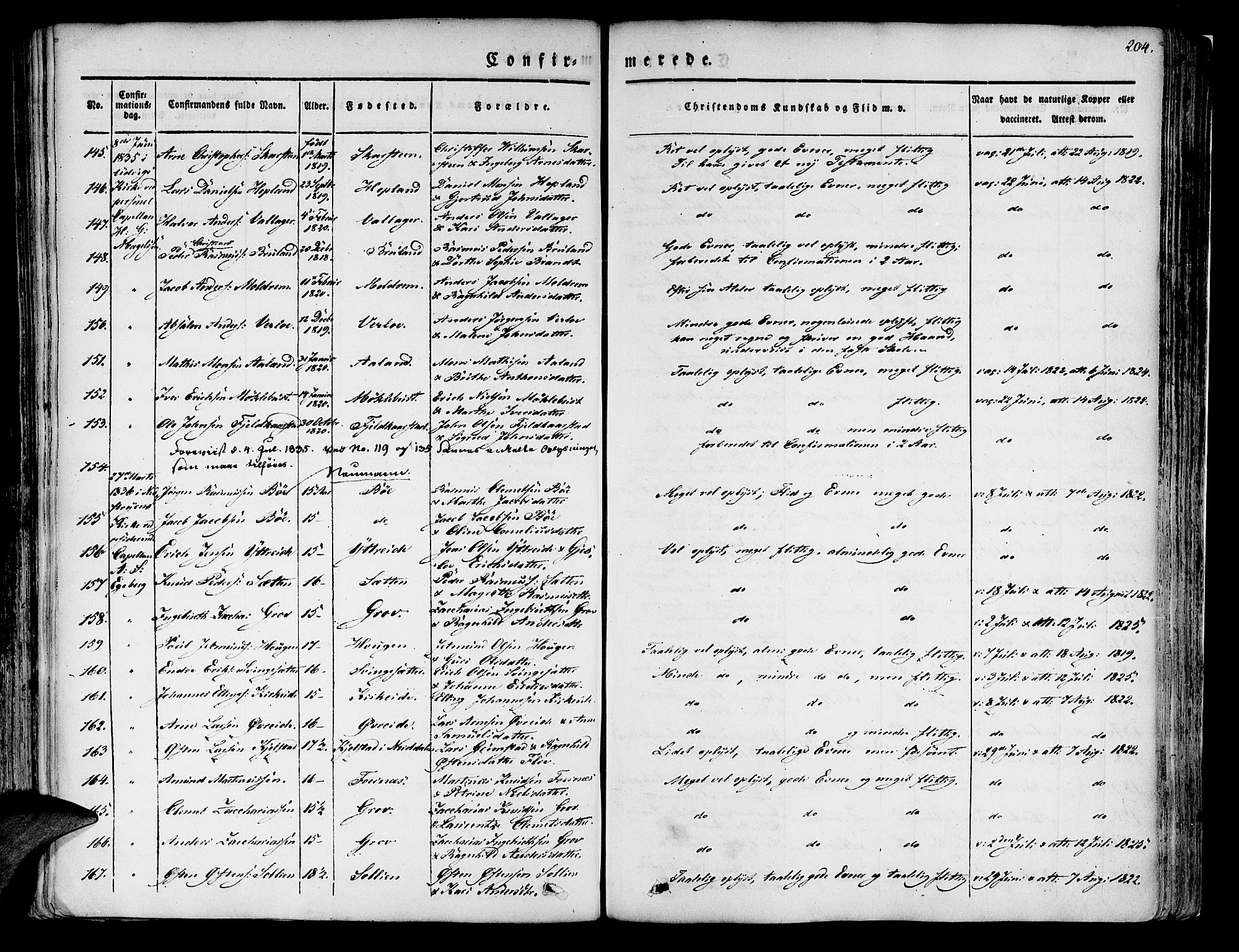 Innvik sokneprestembete, AV/SAB-A-80501: Ministerialbok nr. A 4I, 1831-1846, s. 204