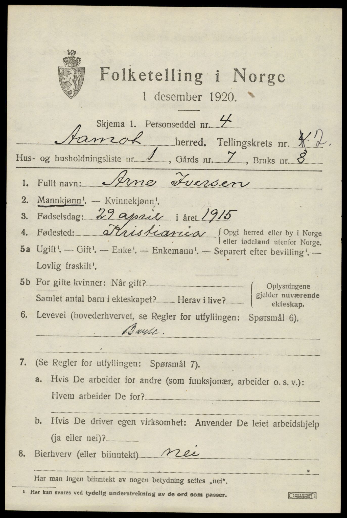 SAH, Folketelling 1920 for 0429 Åmot herred, 1920, s. 2077