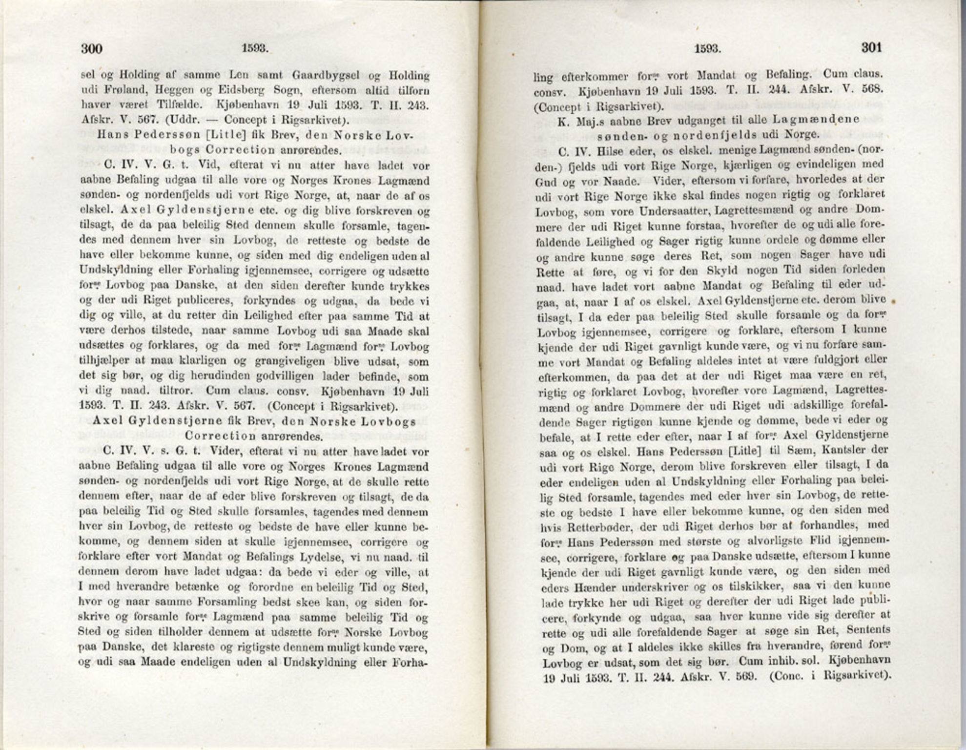 Publikasjoner utgitt av Det Norske Historiske Kildeskriftfond, PUBL/-/-/-: Norske Rigs-Registranter, bind 3, 1588-1602, s. 300-301