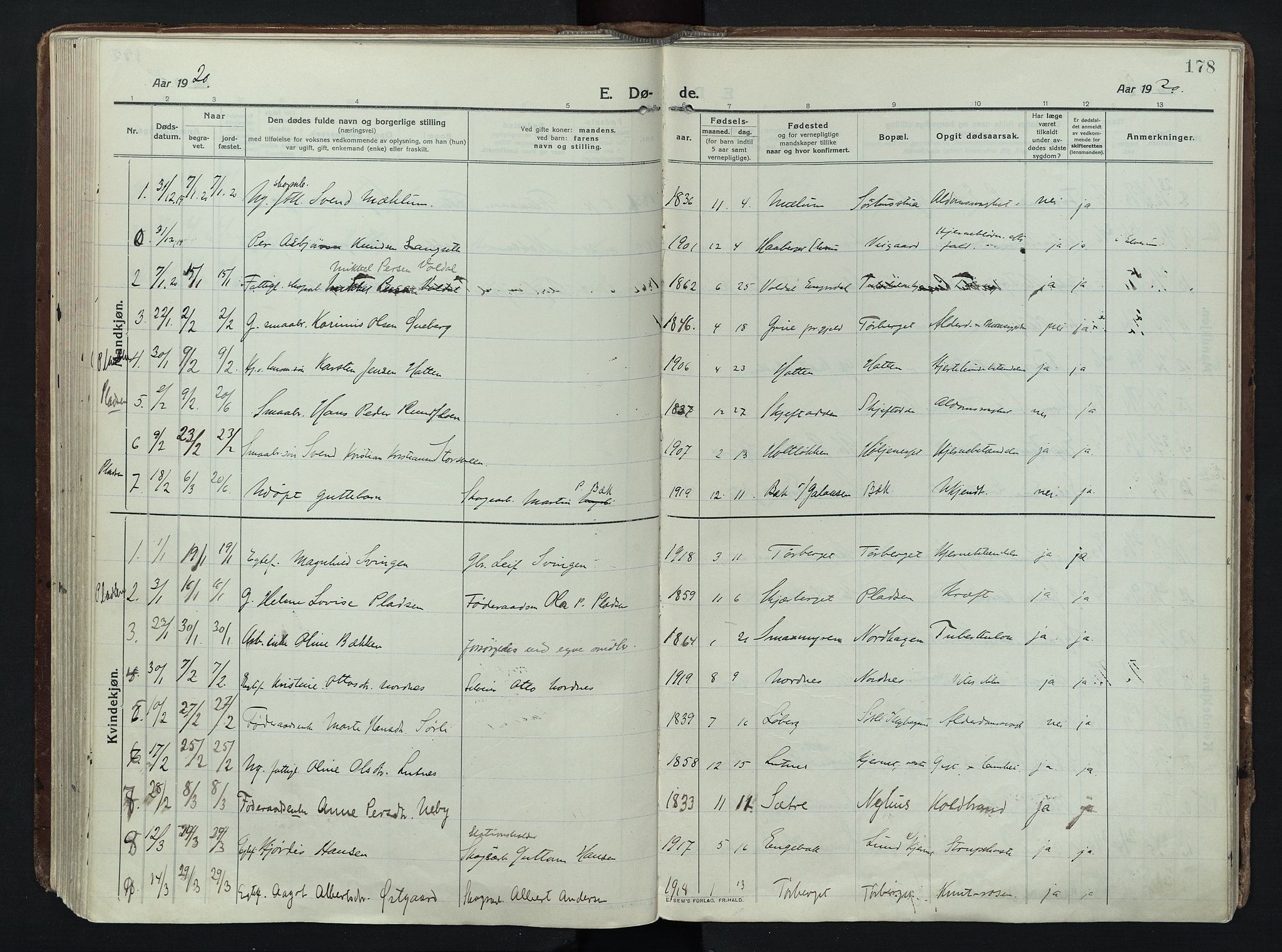 Trysil prestekontor, AV/SAH-PREST-046/H/Ha/Haa/L0014: Ministerialbok nr. 14, 1912-1923, s. 178