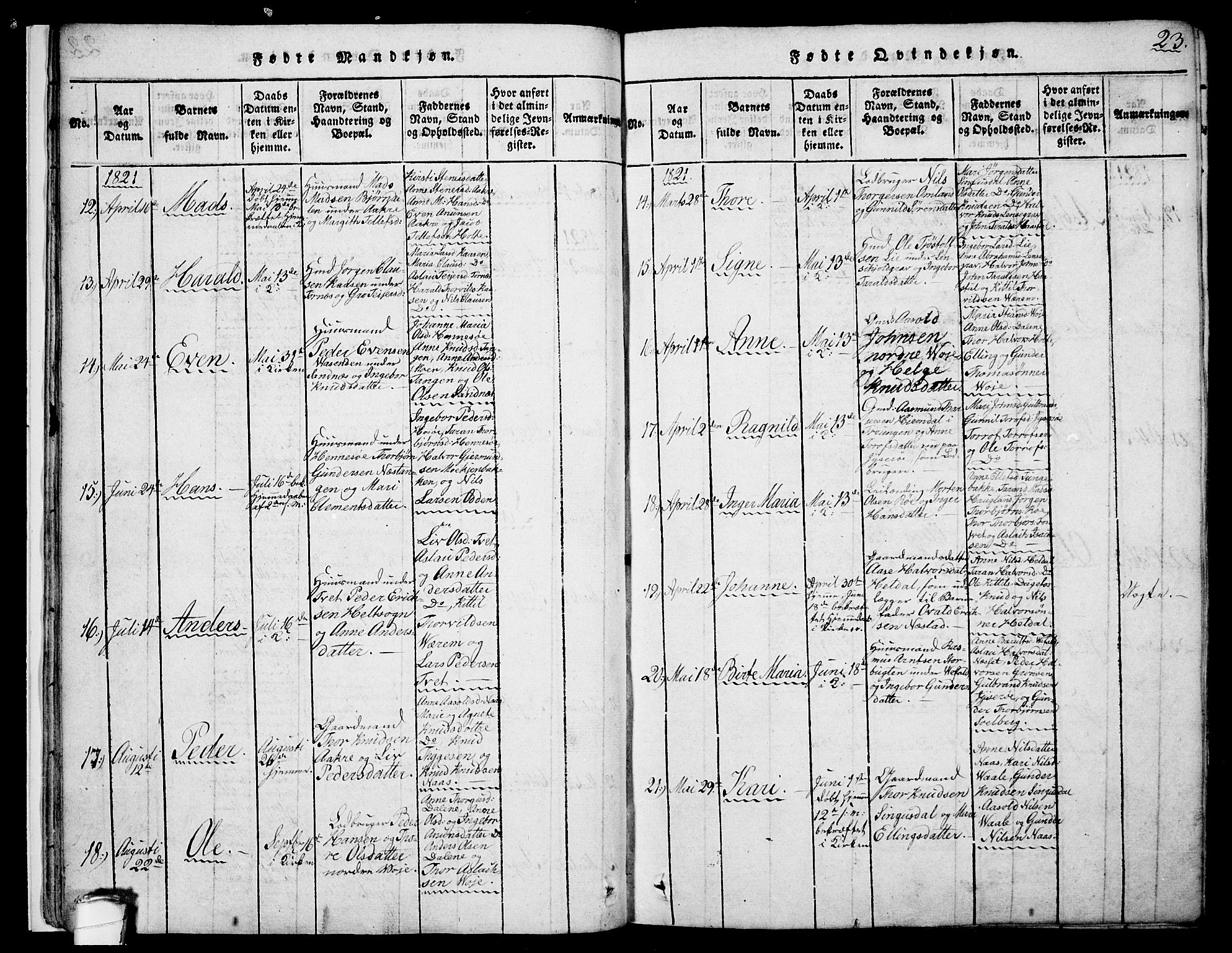 Drangedal kirkebøker, SAKO/A-258/F/Fa/L0005: Ministerialbok nr. 5 /1, 1814-1831, s. 23