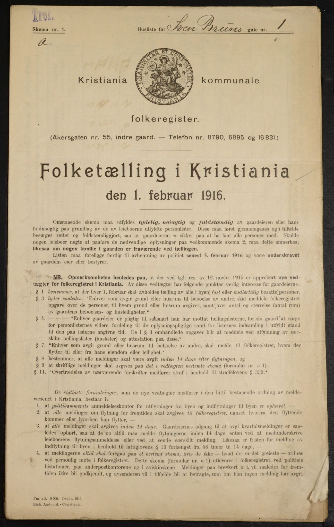 OBA, Kommunal folketelling 1.2.1916 for Kristiania, 1916, s. 107698
