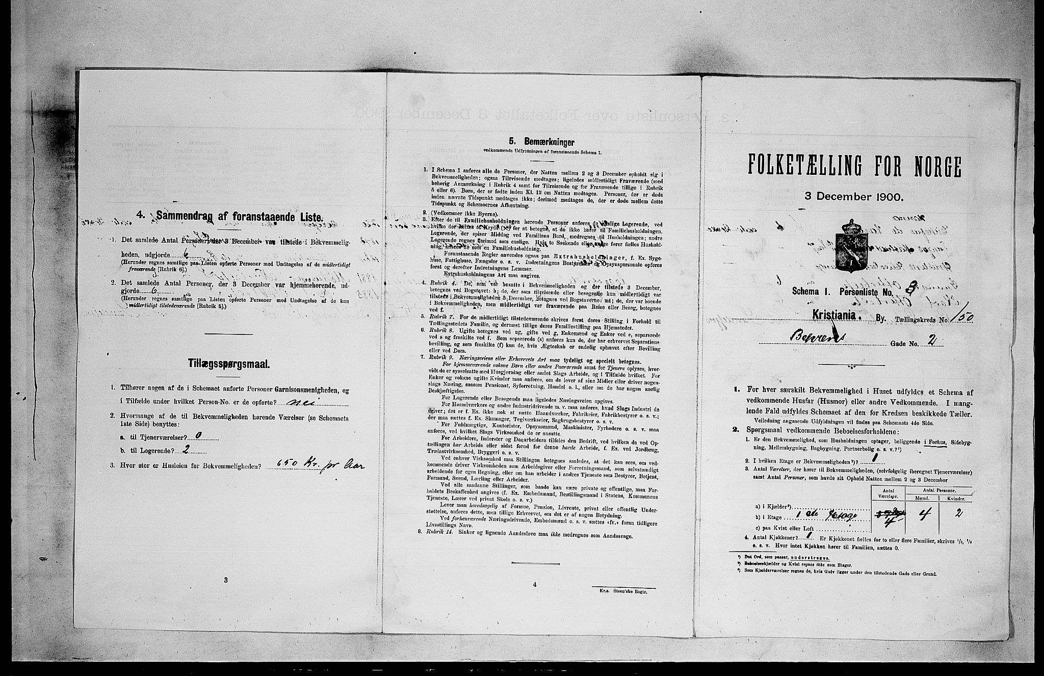 SAO, Folketelling 1900 for 0301 Kristiania kjøpstad, 1900, s. 3681