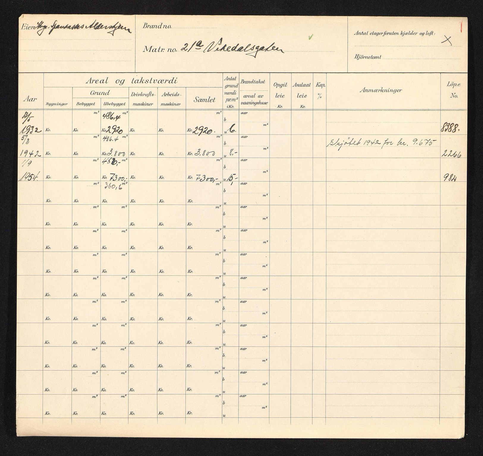 Stavanger kommune. Skattetakstvesenet, BYST/A-0440/F/Fa/Faa/L0045/0005: Skattetakstkort / Vikedalsgata 21a - Vilhelm Bjerknes gate - Vindmøllebakken 13