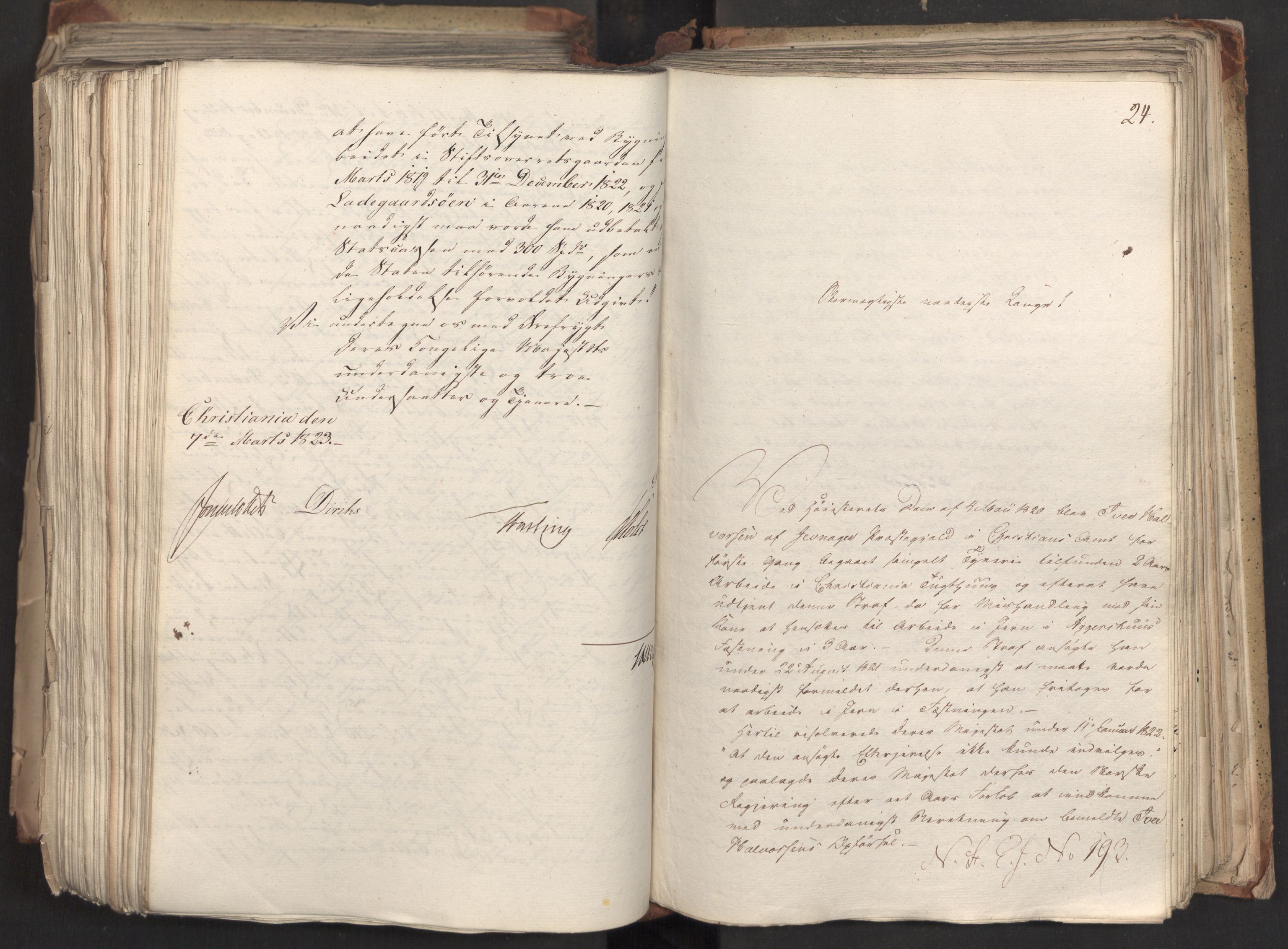 Statsrådsavdelingen i Stockholm, AV/RA-S-1003/D/Da/L0033: Regjeringsinnstillinger nr. 1-274, 1823, s. 496