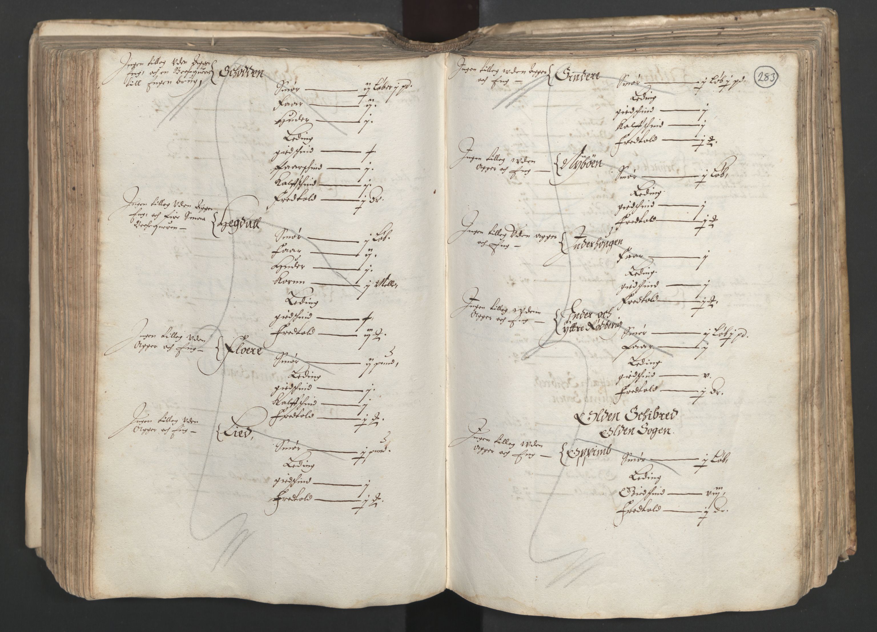 Rentekammeret inntil 1814, Realistisk ordnet avdeling, AV/RA-EA-4070/L/L0025/0001: Bergen lagdømme: / [B]: Kronens jordebok. Nordhordland, Sunnhordland, Ytre Sogn, Indre Sogn, Sunnfjord, Nordfjord, Sunnmøre, Hardanger med Halsnøy kloster, Lyse kloster, Apostelgodset, Munkeliv og St. Hans kloster, Alle helgen gods, Lagstolen gods, Ove Jenssøns gods på Voss, 1661, s. 282b-283a