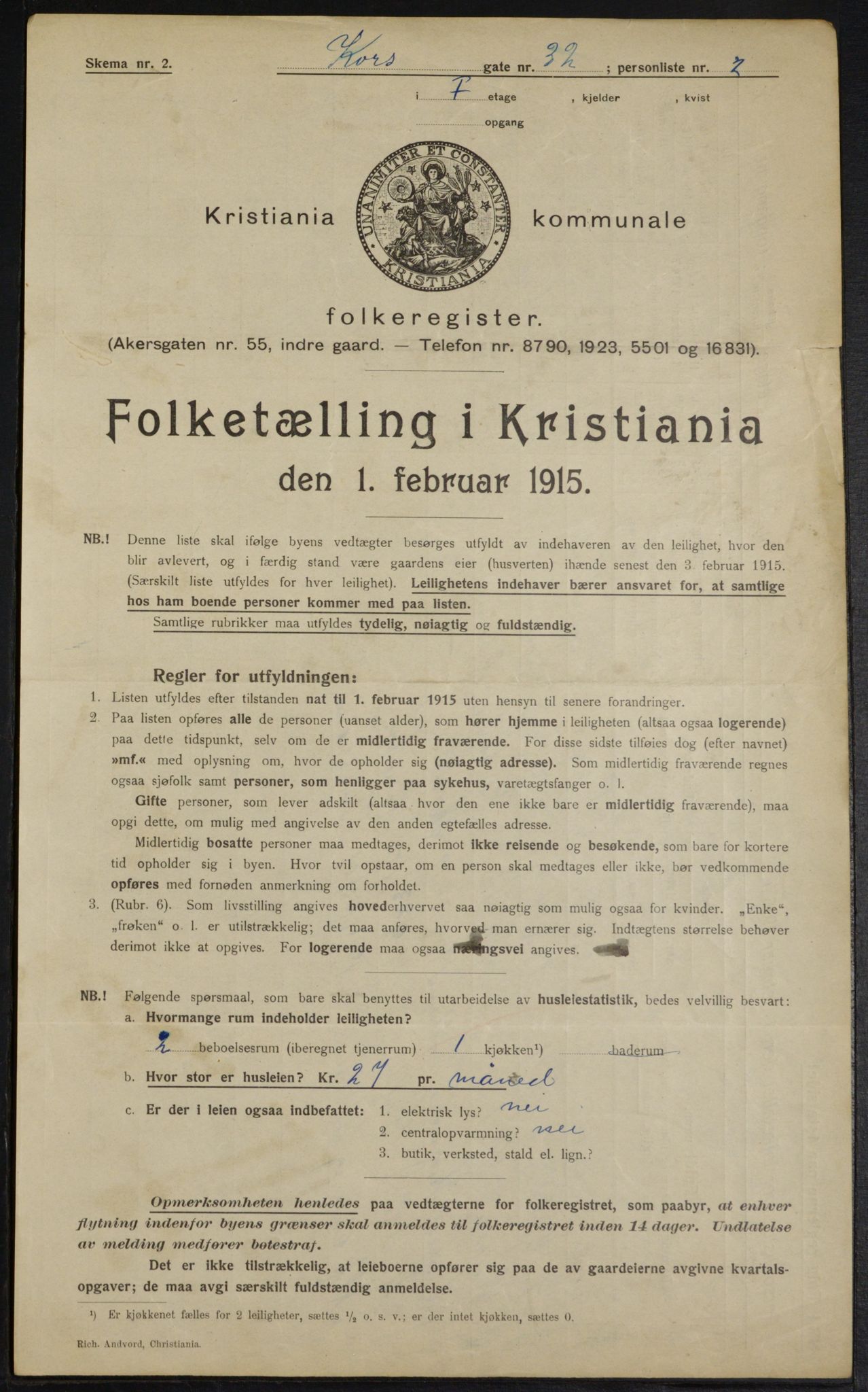 OBA, Kommunal folketelling 1.2.1915 for Kristiania, 1915, s. 53406