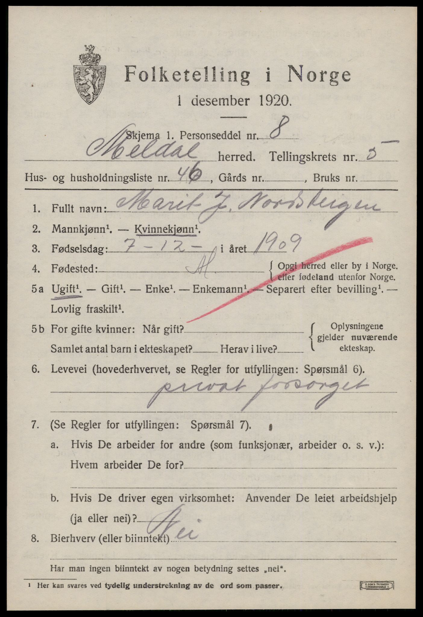 SAT, Folketelling 1920 for 1636 Meldal herred, 1920, s. 5523