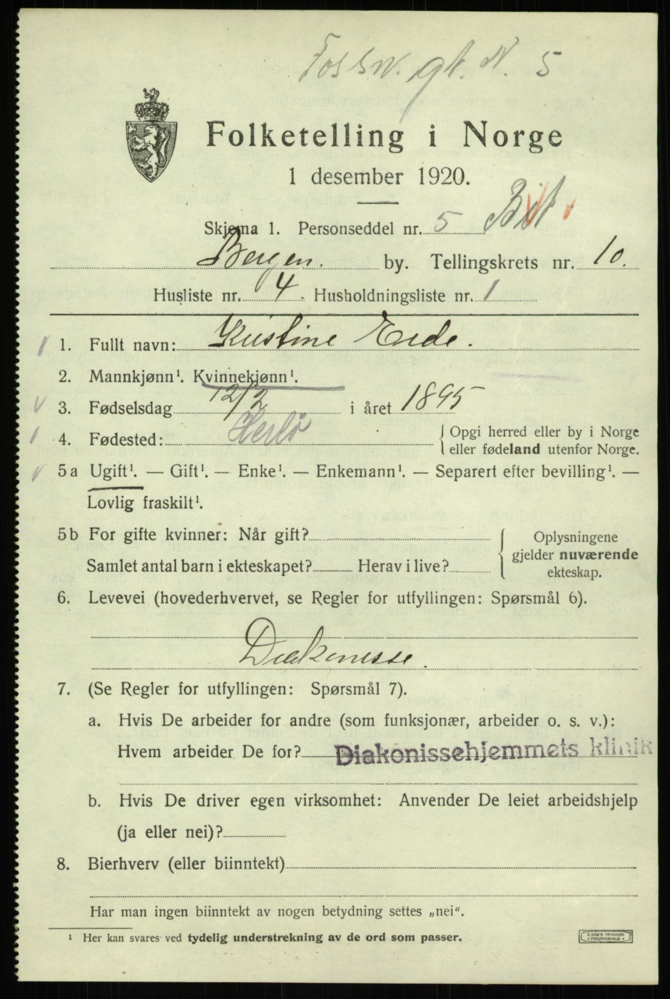 SAB, Folketelling 1920 for 1301 Bergen kjøpstad, 1920, s. 71375