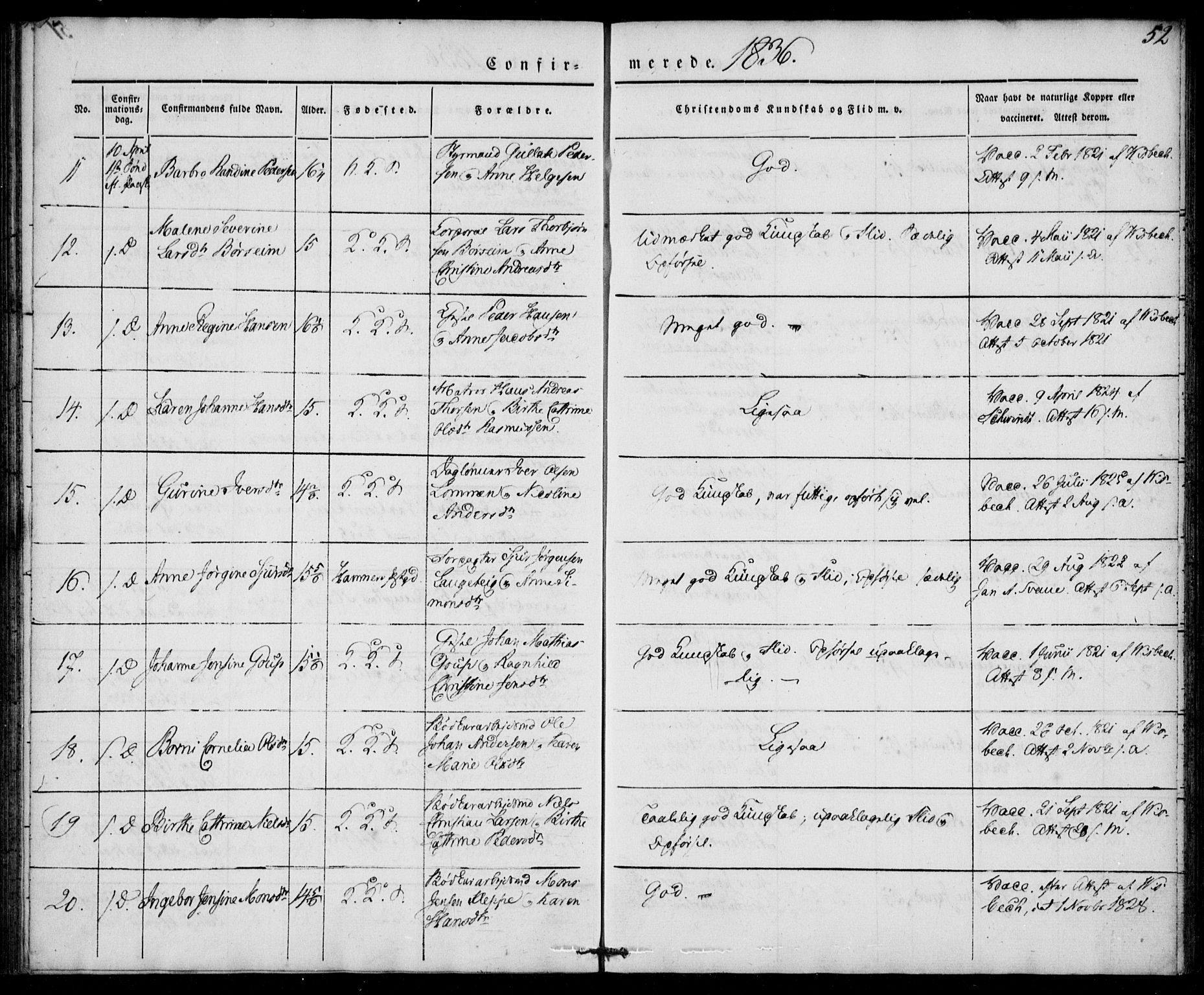 Korskirken sokneprestembete, SAB/A-76101/H/Haa/L0025: Ministerialbok nr. C 1, 1836-1842, s. 52