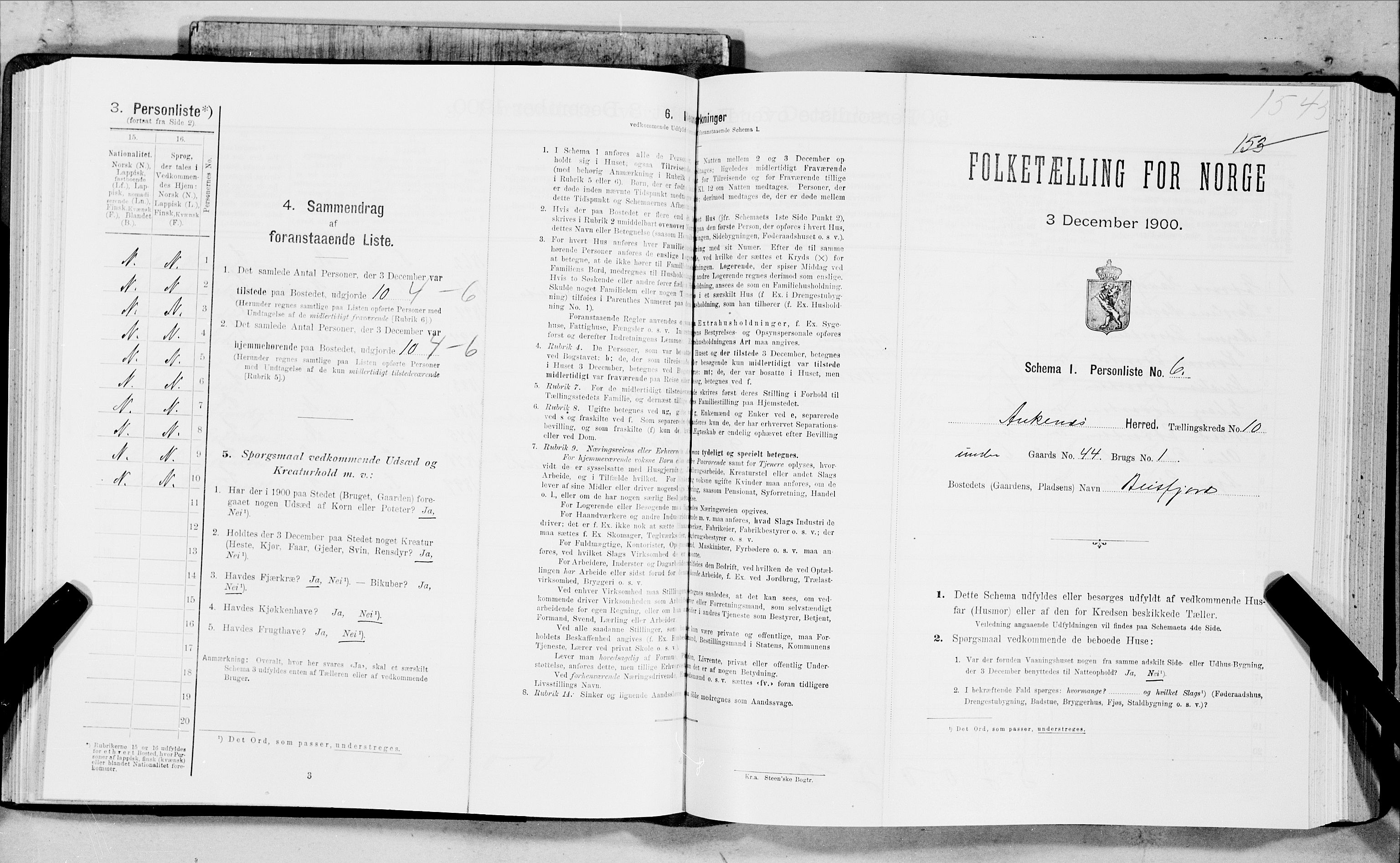 SAT, Folketelling 1900 for 1855 Ankenes herred, 1900, s. 1322