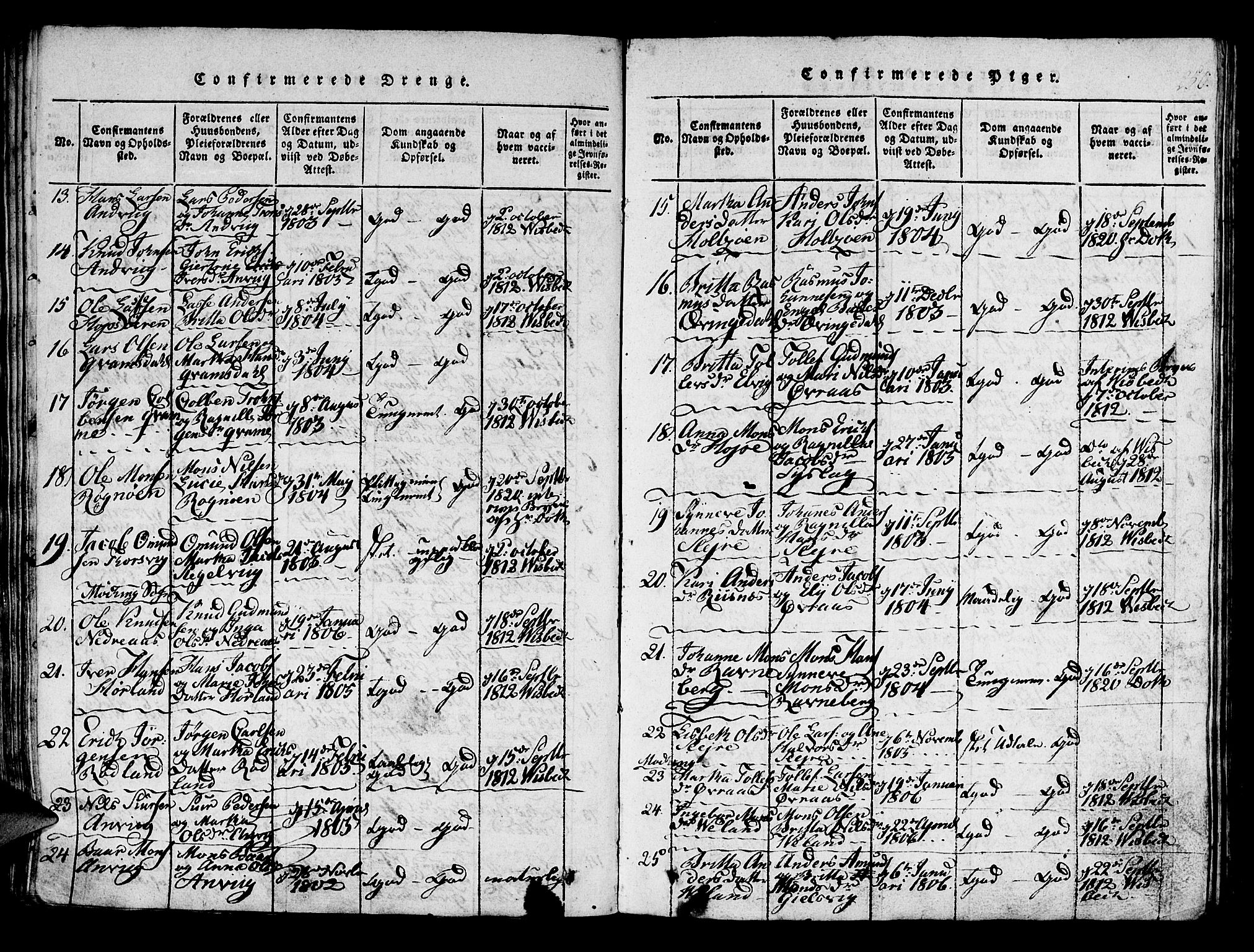 Lindås Sokneprestembete, AV/SAB-A-76701/H/Haa/Haaa/L0007: Ministerialbok nr. A 7, 1816-1823, s. 251