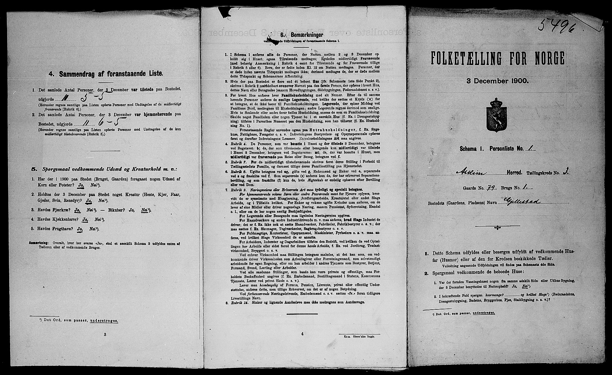 SAO, Folketelling 1900 for 0124 Askim herred, 1900