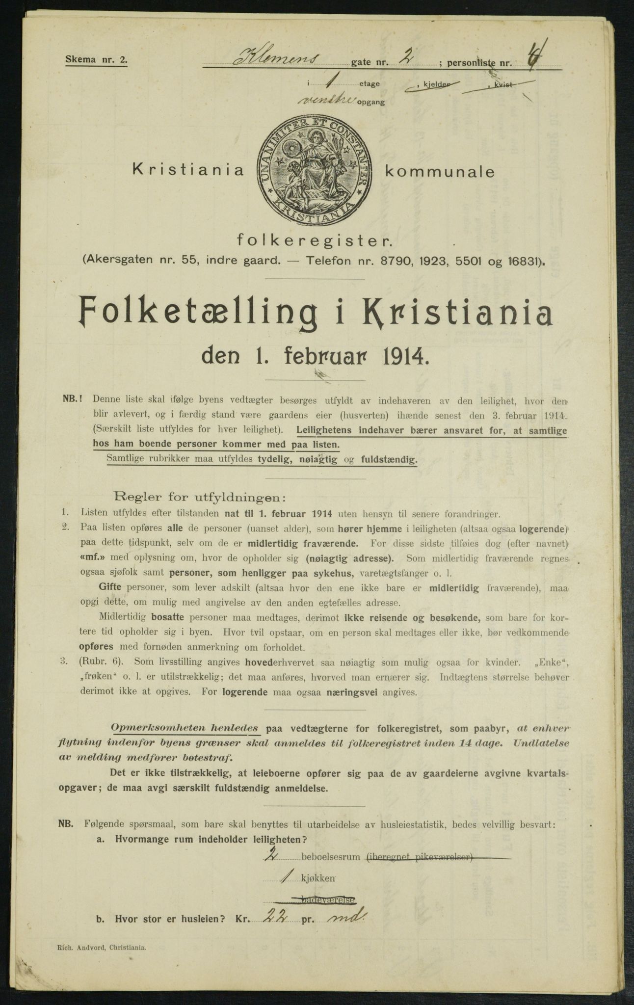 OBA, Kommunal folketelling 1.2.1914 for Kristiania, 1914, s. 12950