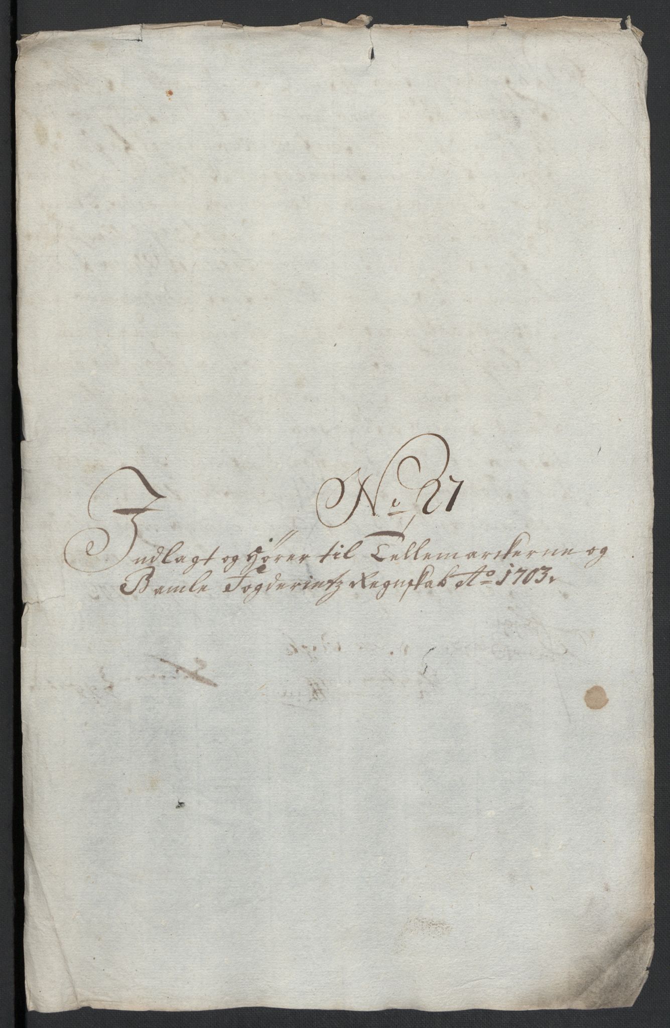 Rentekammeret inntil 1814, Reviderte regnskaper, Fogderegnskap, AV/RA-EA-4092/R36/L2110: Fogderegnskap Øvre og Nedre Telemark og Bamble, 1703, s. 83
