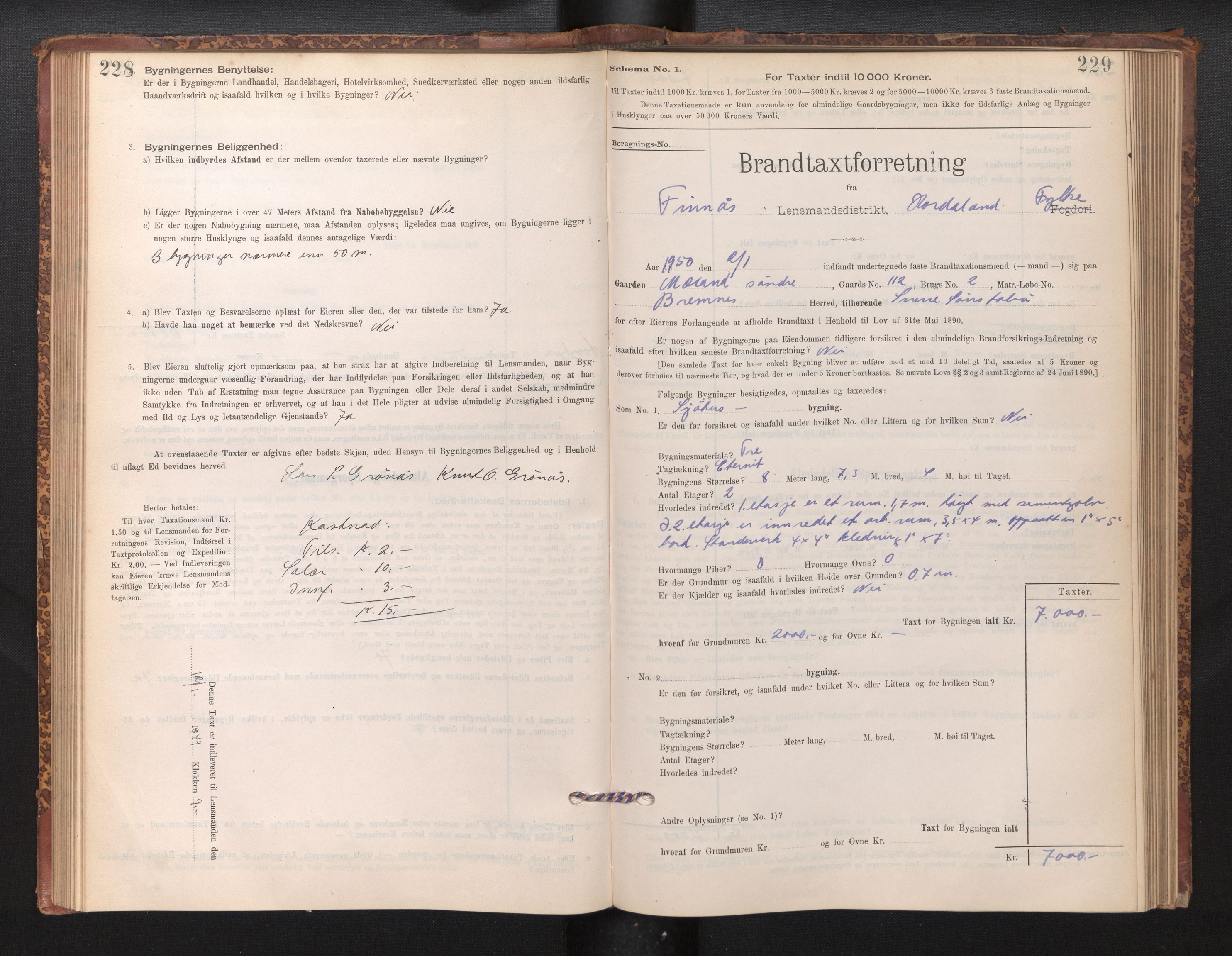 Lensmannen i Finnås, AV/SAB-A-31901/0012/L0002: Branntakstprotokoll, skjematakst, 1894-1954, s. 228-229