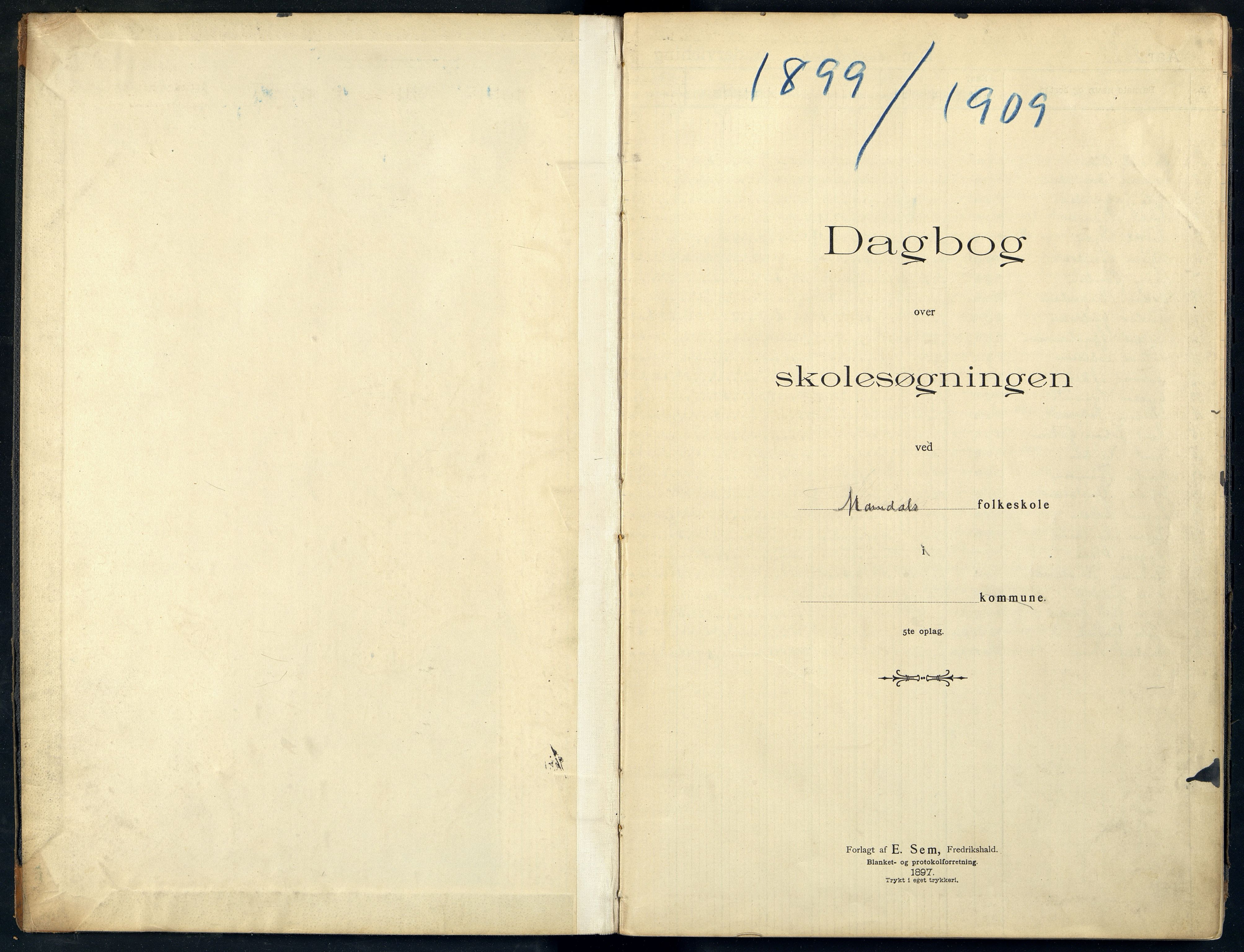 Mandal By - Mandal Allmueskole/Folkeskole/Skole, ARKSOR/1002MG551/I/L0014: Dagbok, 1899-1909