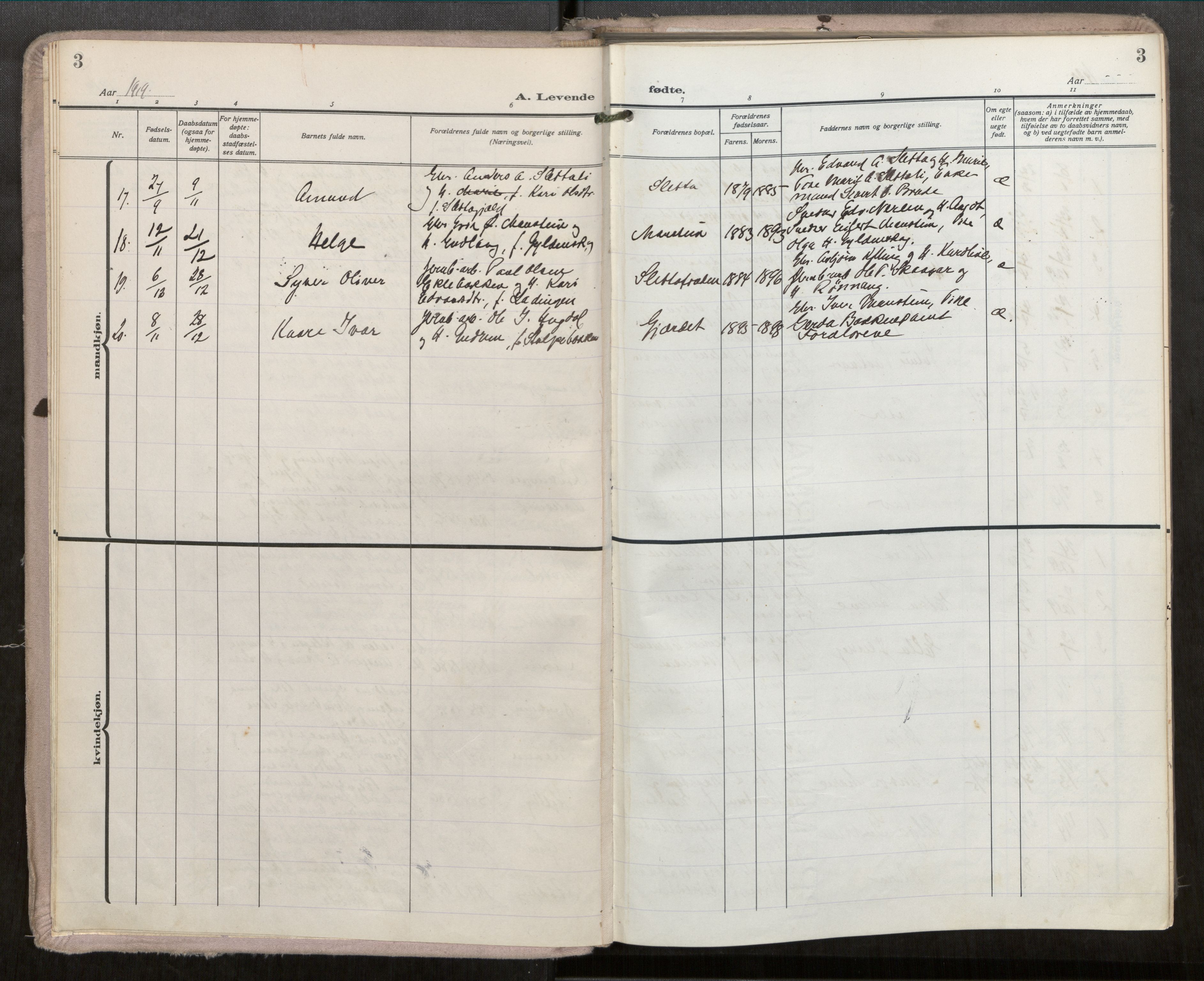 Ministerialprotokoller, klokkerbøker og fødselsregistre - Møre og Romsdal, AV/SAT-A-1454/546/L0601: Ministerialbok nr. 546A04, 1919-1956, s. 3