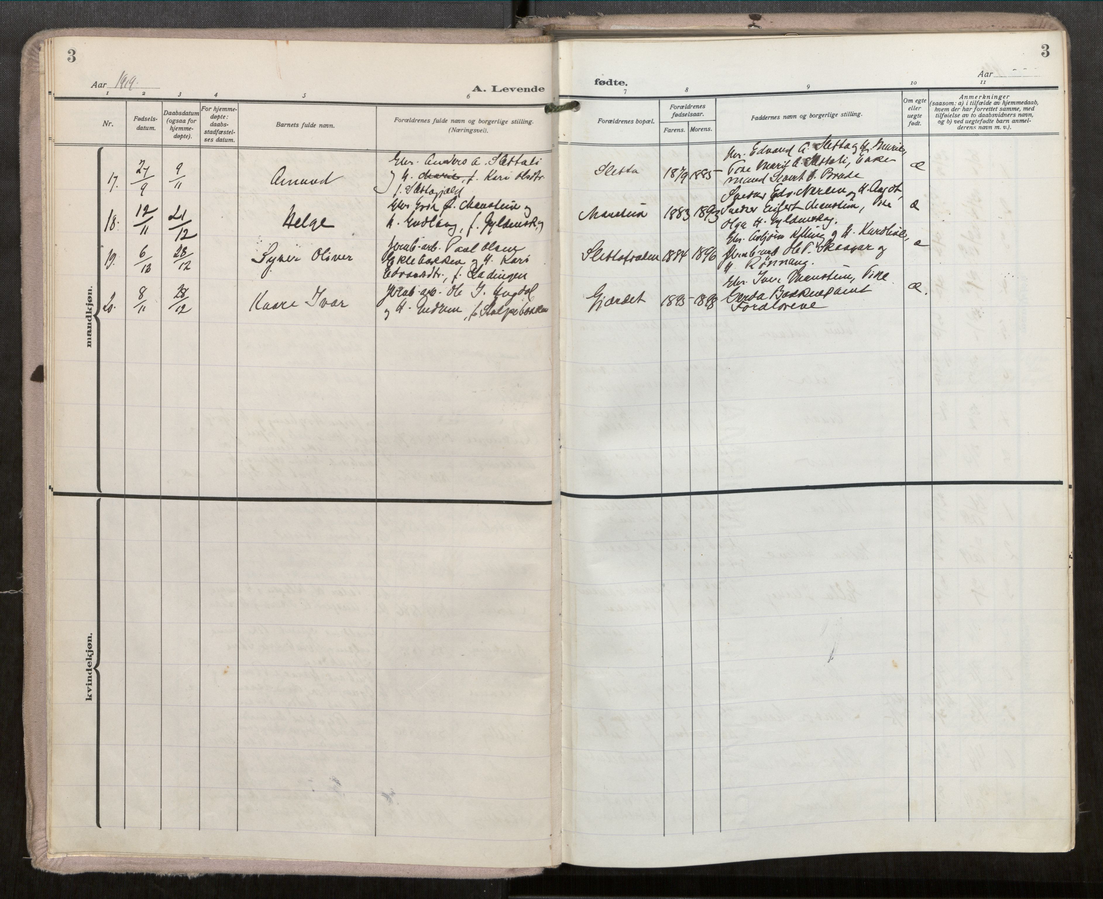 Ministerialprotokoller, klokkerbøker og fødselsregistre - Møre og Romsdal, SAT/A-1454/546/L0601: Ministerialbok nr. 546A04, 1919-1956, s. 3