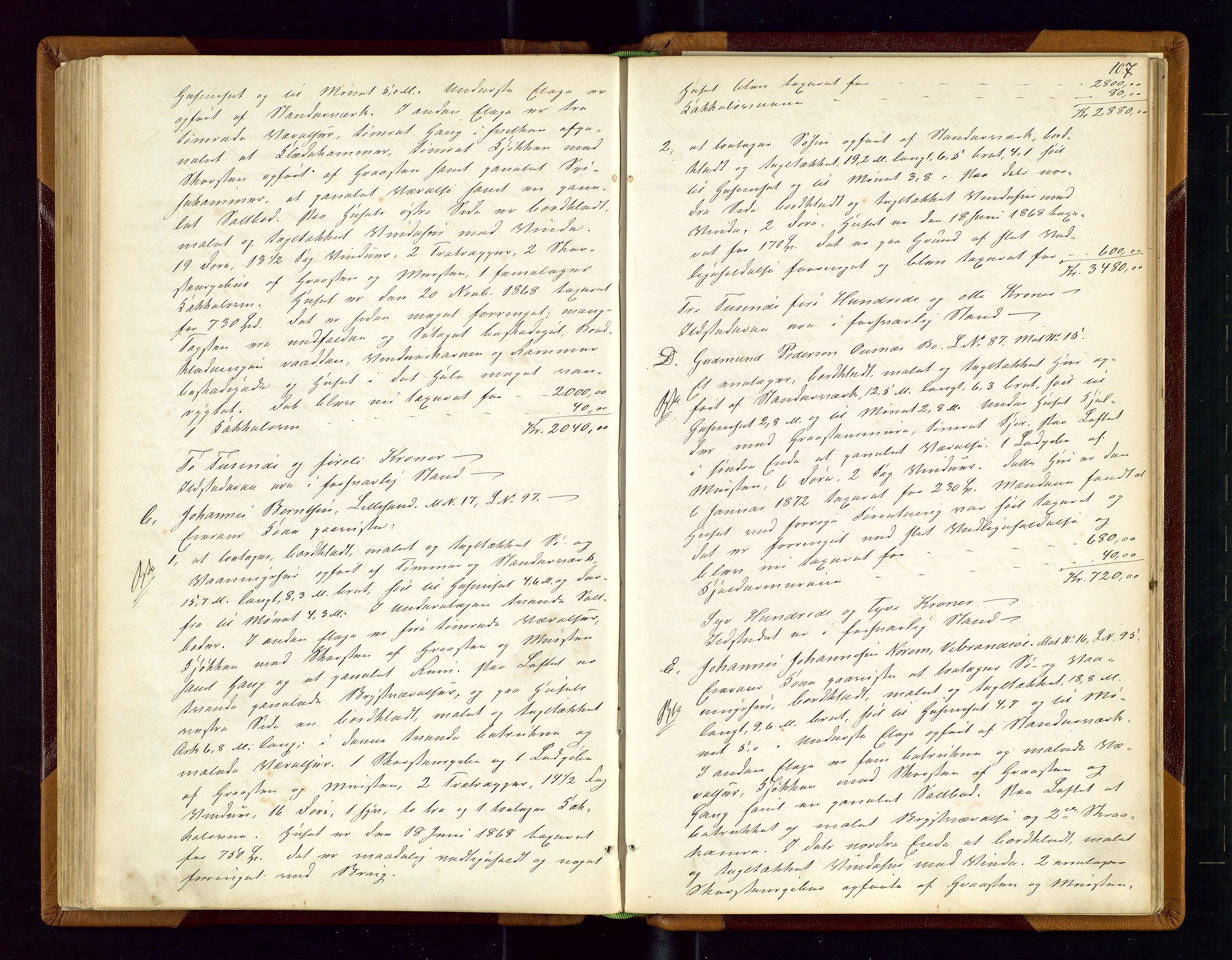 Torvestad lensmannskontor, SAST/A-100307/1/Goa/L0001: "Brandtaxationsprotokol for Torvestad Thinglag", 1867-1883, s. 106b-107a