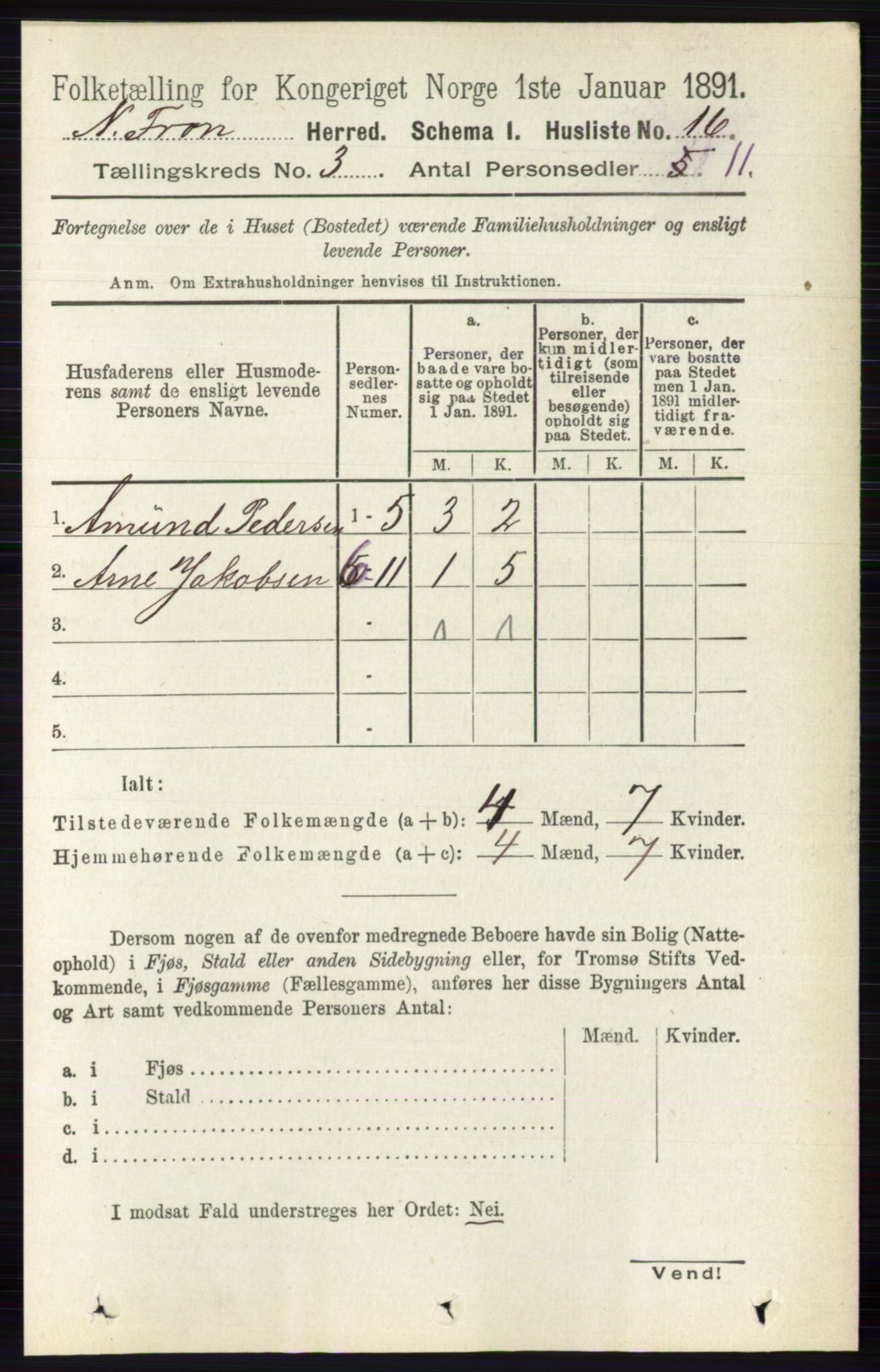 RA, Folketelling 1891 for 0518 Nord-Fron herred, 1891, s. 772