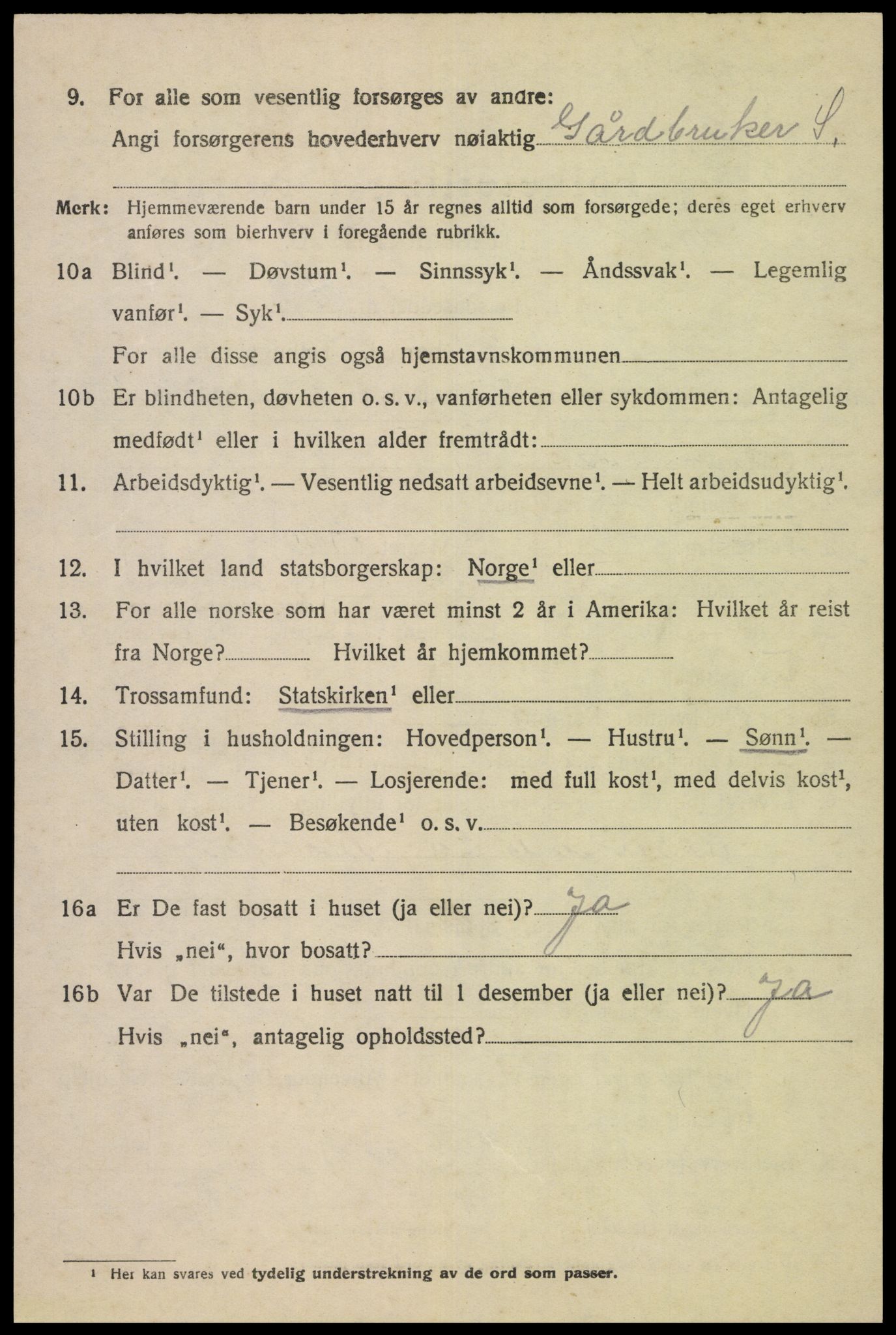 SAK, Folketelling 1920 for 1036 Fjotland herred, 1920, s. 899