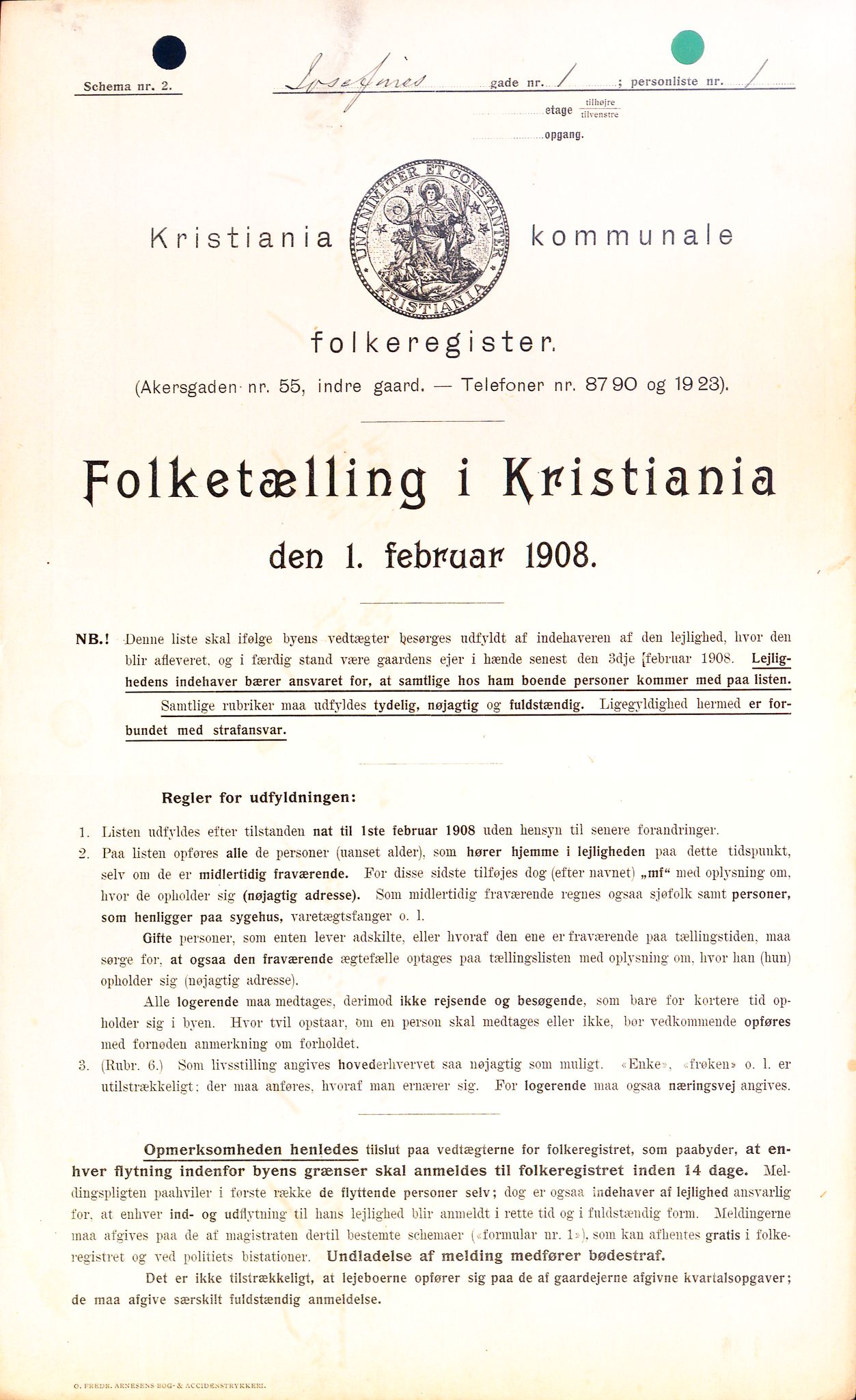 OBA, Kommunal folketelling 1.2.1908 for Kristiania kjøpstad, 1908, s. 42277