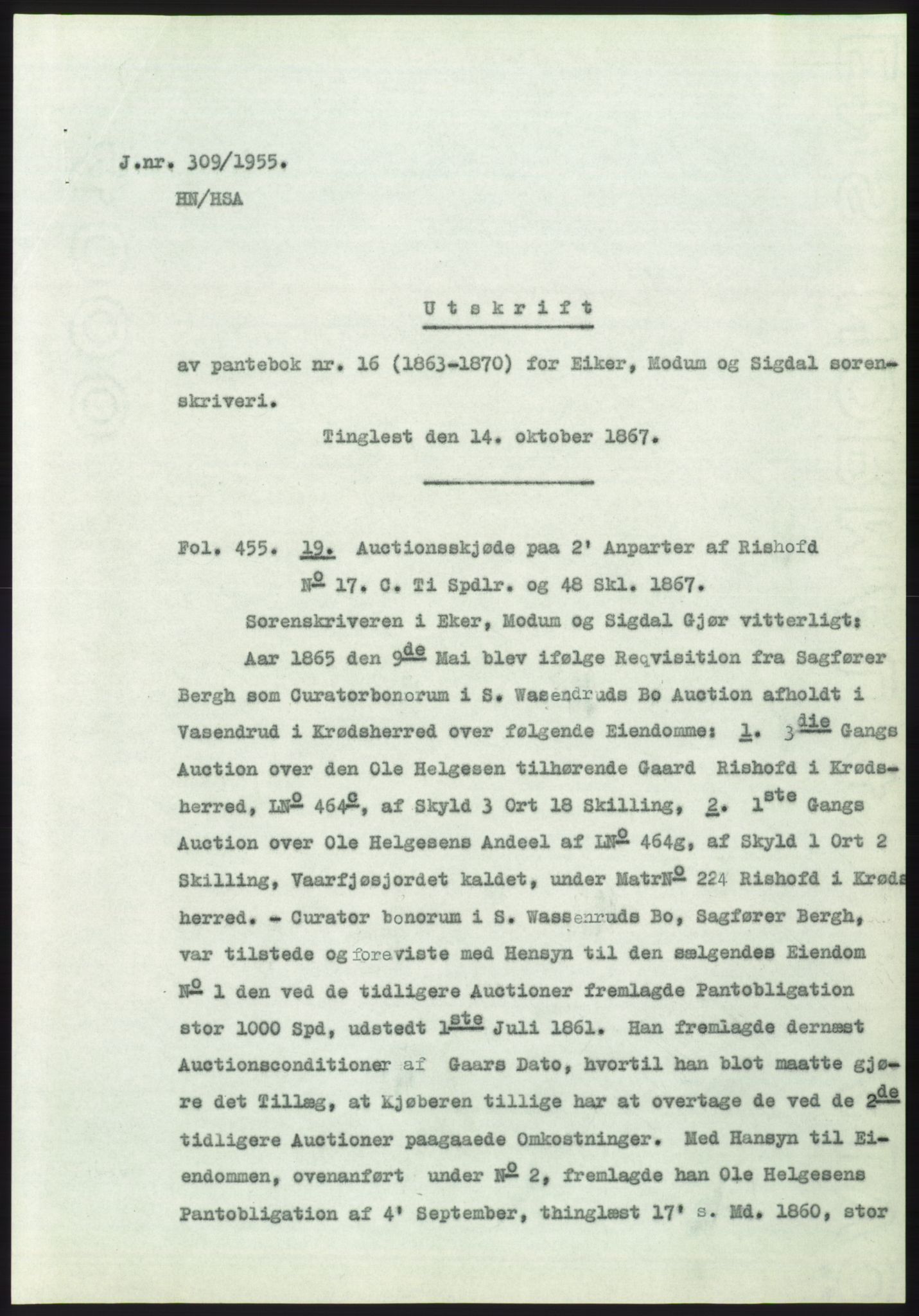 Statsarkivet i Kongsberg, SAKO/A-0001, 1955, s. 109