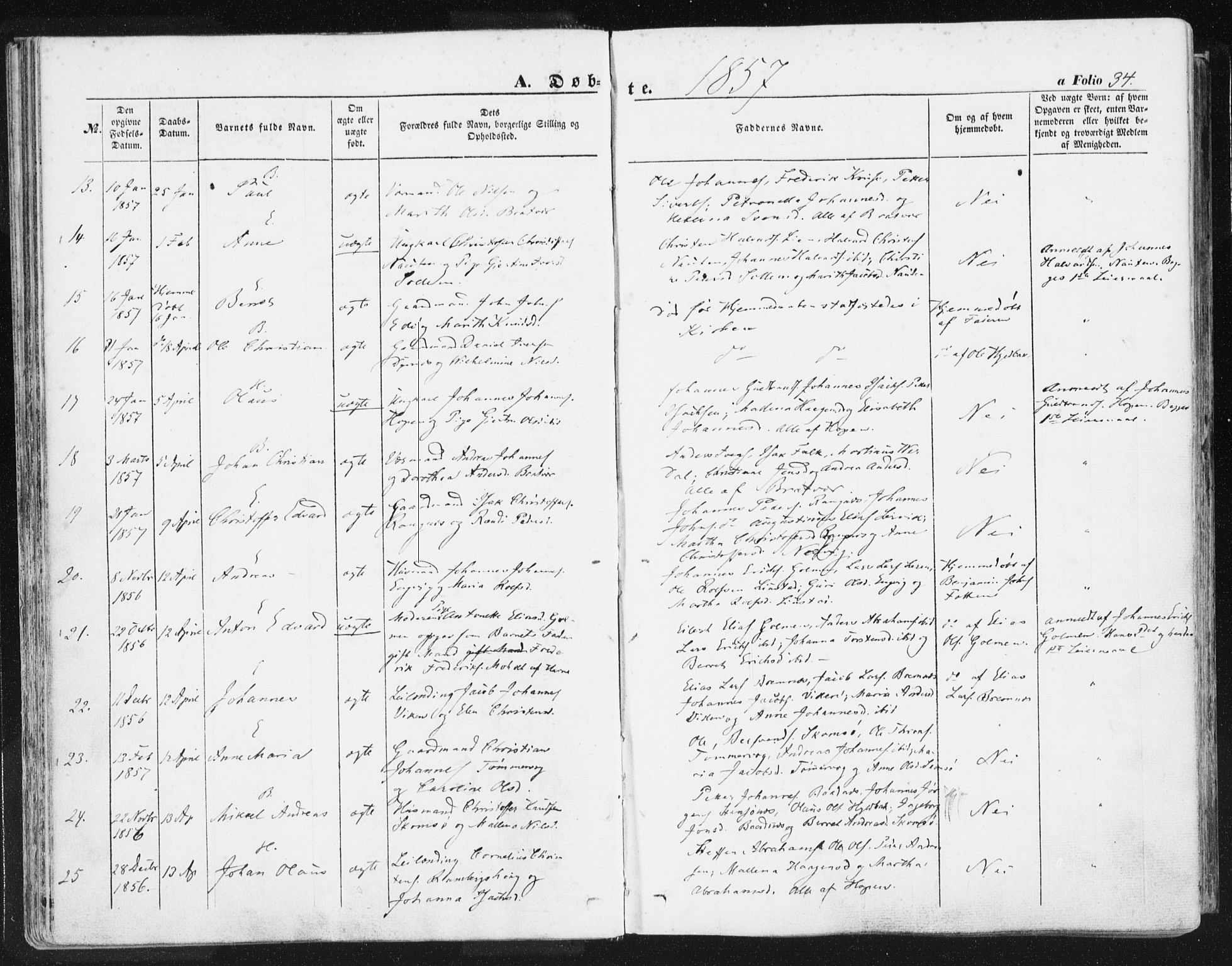 Ministerialprotokoller, klokkerbøker og fødselsregistre - Møre og Romsdal, SAT/A-1454/581/L0937: Ministerialbok nr. 581A05, 1853-1872, s. 34