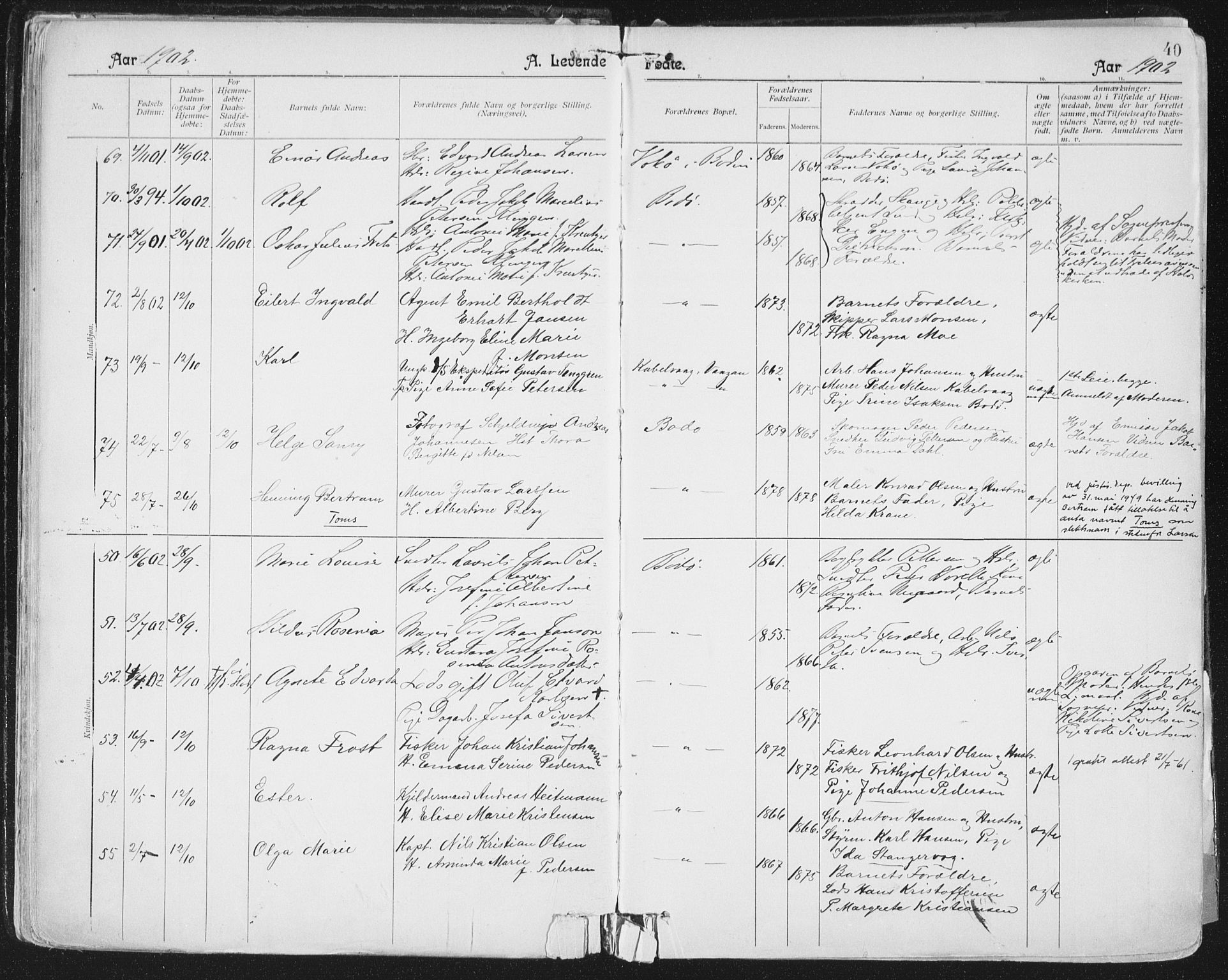 Ministerialprotokoller, klokkerbøker og fødselsregistre - Nordland, AV/SAT-A-1459/801/L0011: Ministerialbok nr. 801A11, 1900-1916, s. 40