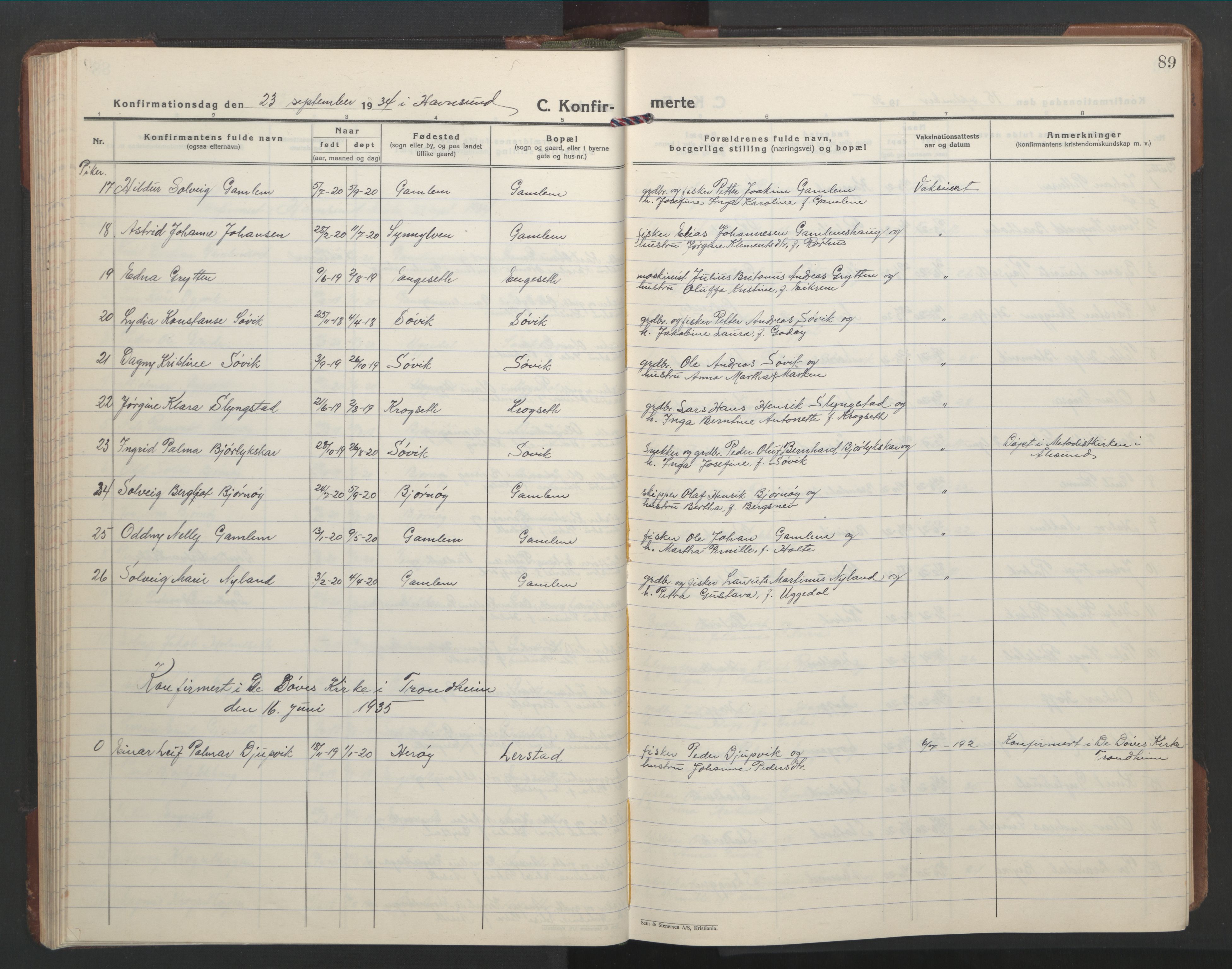 Ministerialprotokoller, klokkerbøker og fødselsregistre - Møre og Romsdal, AV/SAT-A-1454/528/L0435: Klokkerbok nr. 528C16, 1923-1957, s. 89