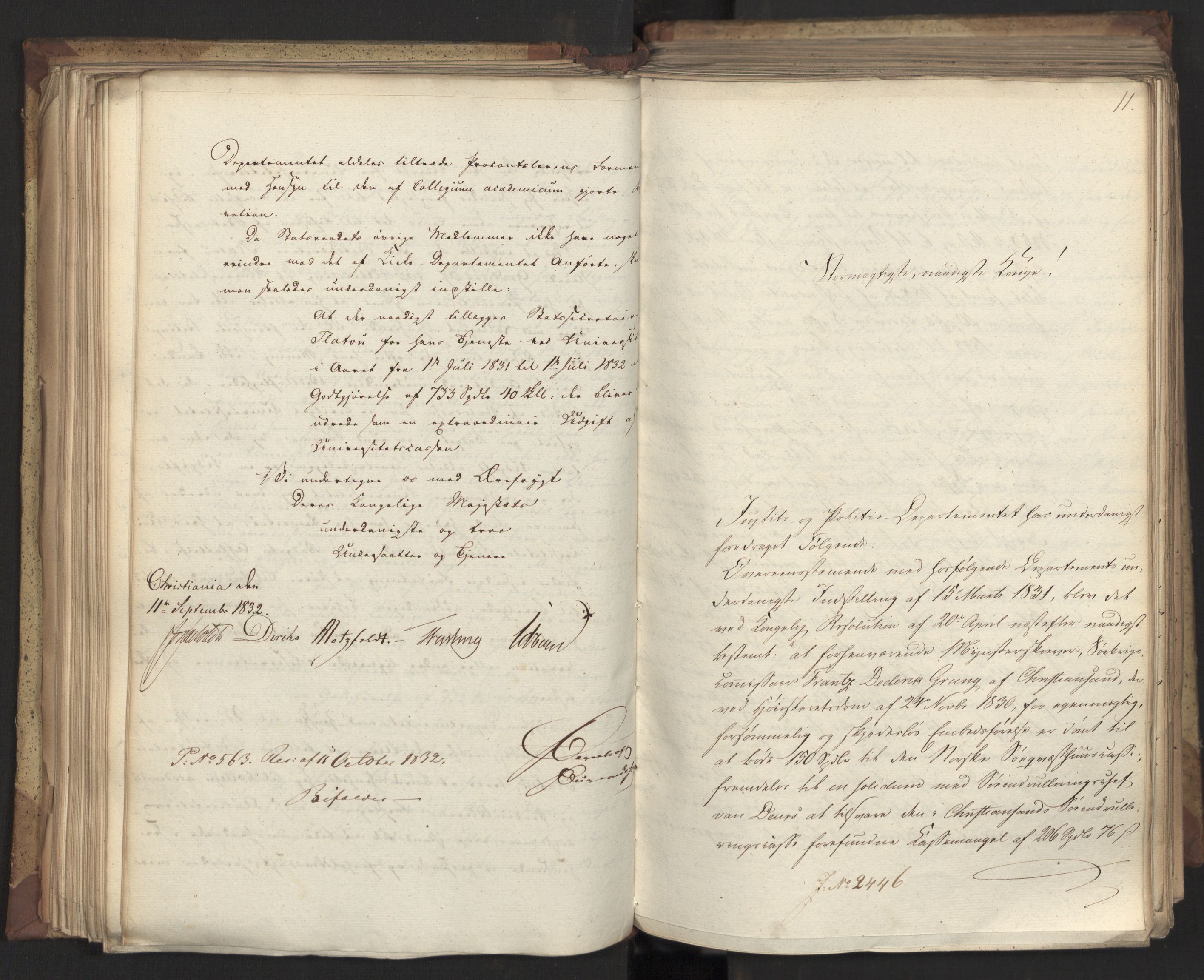Statsrådsavdelingen i Stockholm, AV/RA-S-1003/D/Da/L0079: Regjeringsinnstillinger nr. 2400-2549, 1832, s. 164