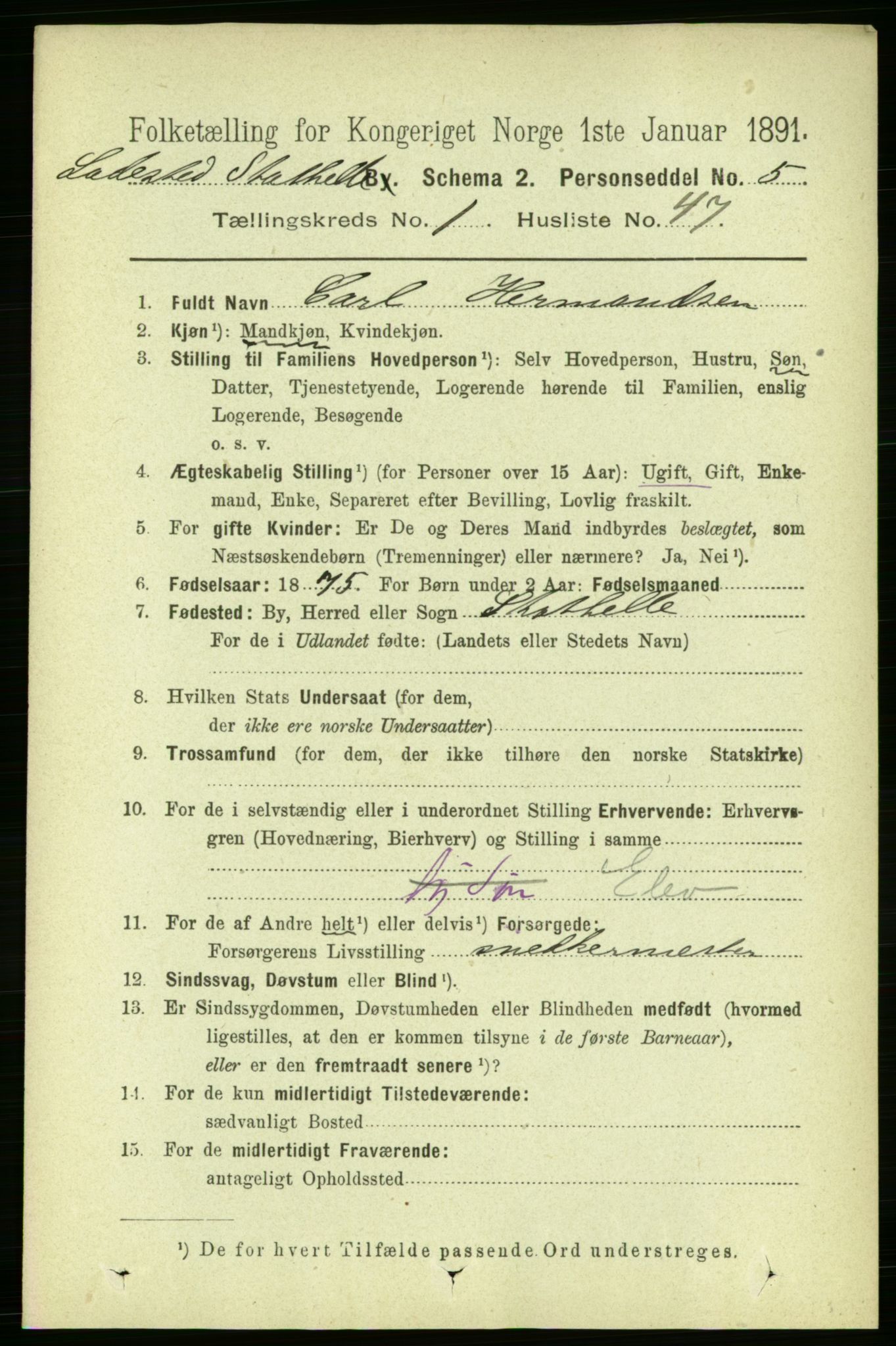 RA, Folketelling 1891 for 0803 Stathelle ladested, 1891, s. 219