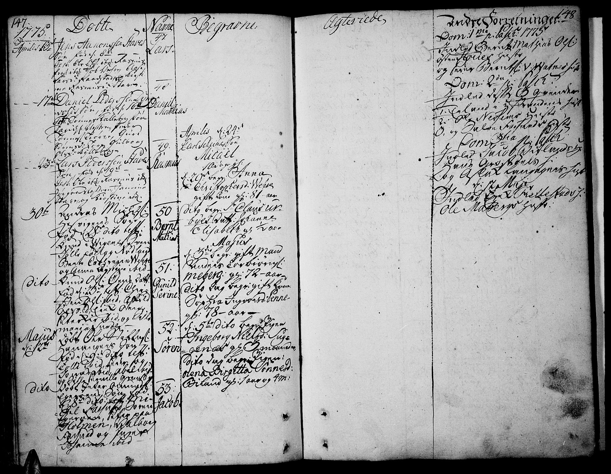 Lista sokneprestkontor, AV/SAK-1111-0027/F/Fa/L0004: Ministerialbok nr. A 4, 1768-1794, s. 147-148